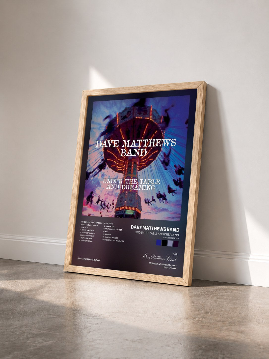 #bois Tableau de l'album Under the Table and Dreaming (Expanded Edition) de Dave Matthews Band vu de trois quarts, cadre en bois brut