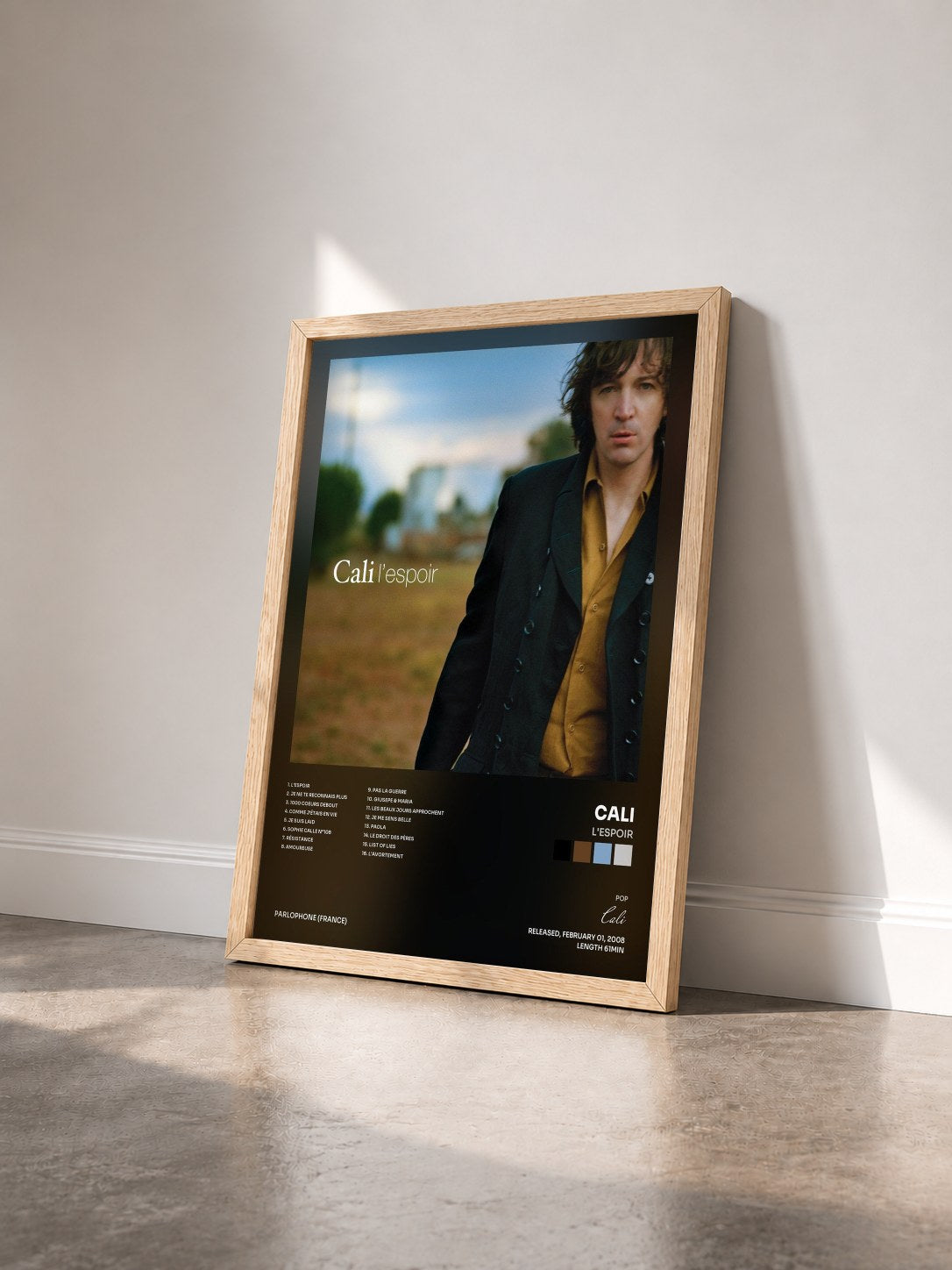 #bois Tableau de l'album L'espoir de Cali vu de trois quarts, cadre en bois brut
