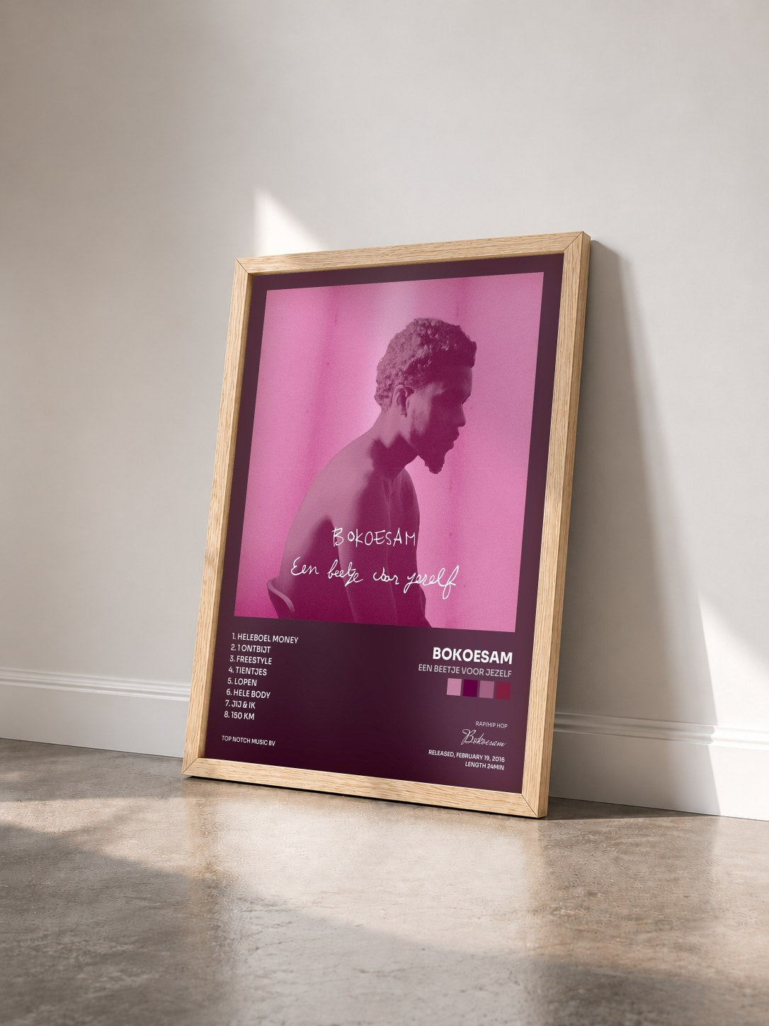 #bois Tableau de l'album Een Beetje Voor Jezelf de Bokoesam vu de trois quarts, cadre en bois brut