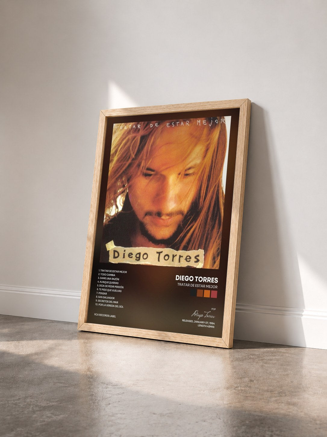 #bois Tableau de l'album Tratar De Estar Mejor de Diego Torres vu de trois quarts, cadre en bois brut