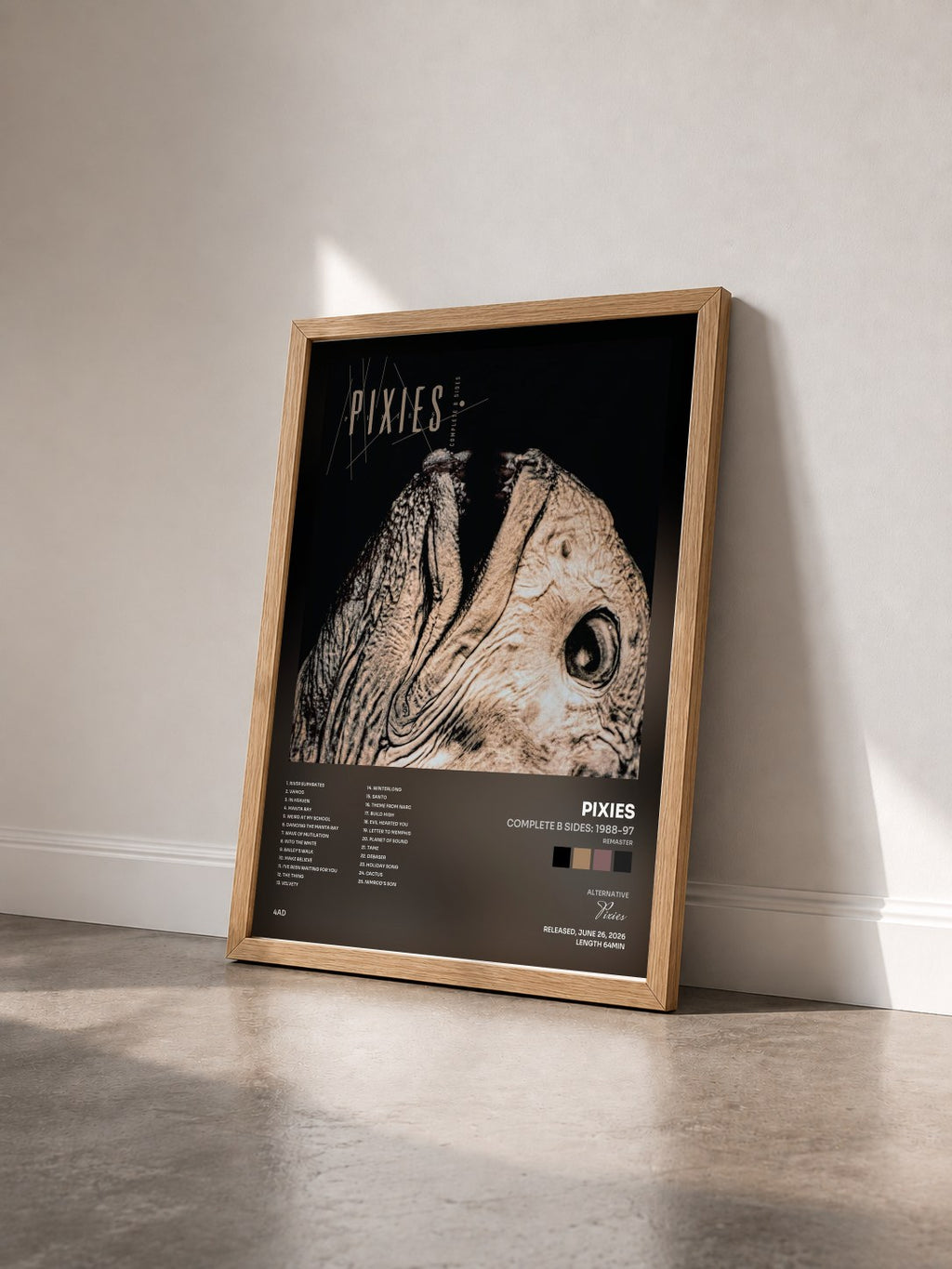 #bois Tableau de l'album Complete B Sides: 1988-97 (Remaster) de Pixies vu de trois quarts, cadre en bois brut