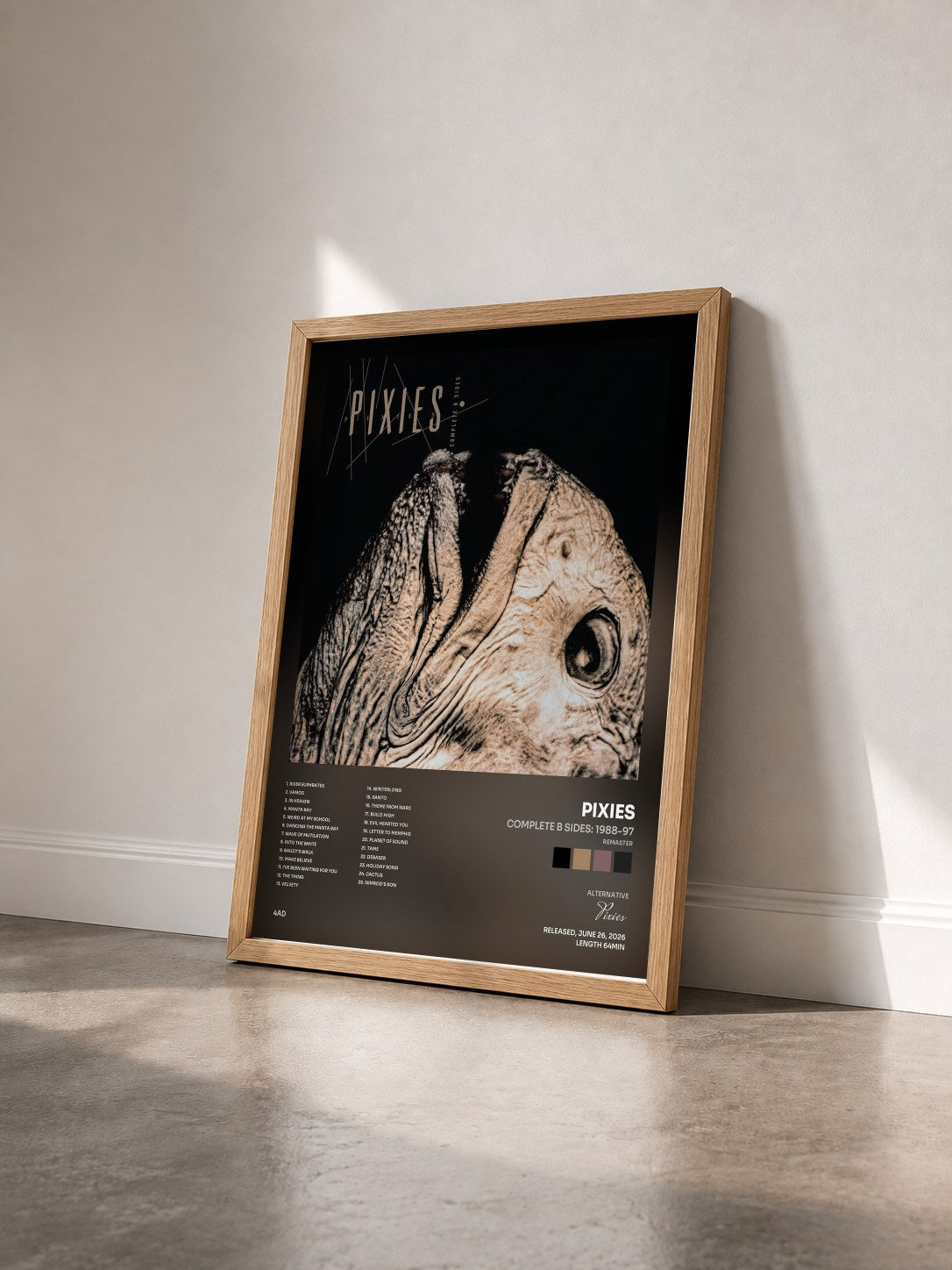 #bois Tableau de l'album Complete B Sides: 1988-97 (Remaster) de Pixies vu de trois quarts, cadre en bois brut