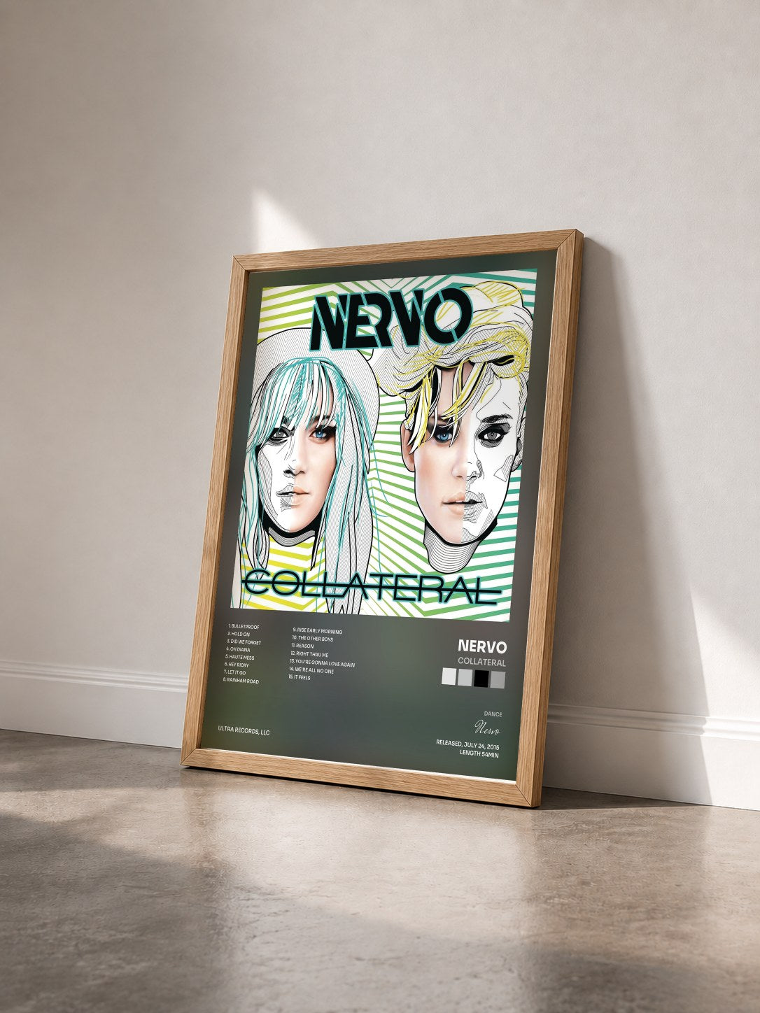 #bois Tableau de l'album Collateral de Nervo vu de trois quarts, cadre en bois brut