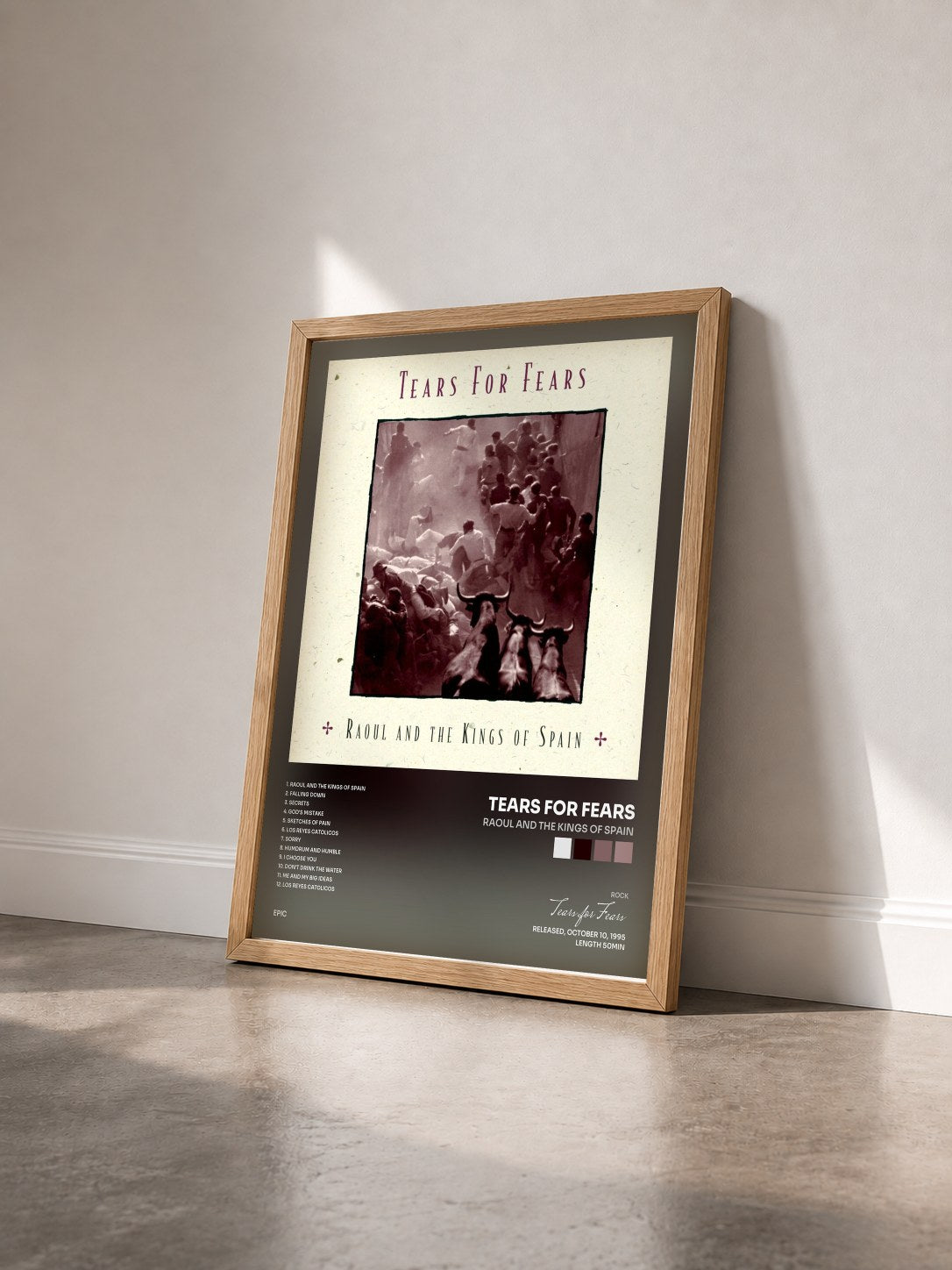 #bois Tableau de l'album Raoul and The Kings of Spain de Tears for Fears vu de trois quarts, cadre en bois brut