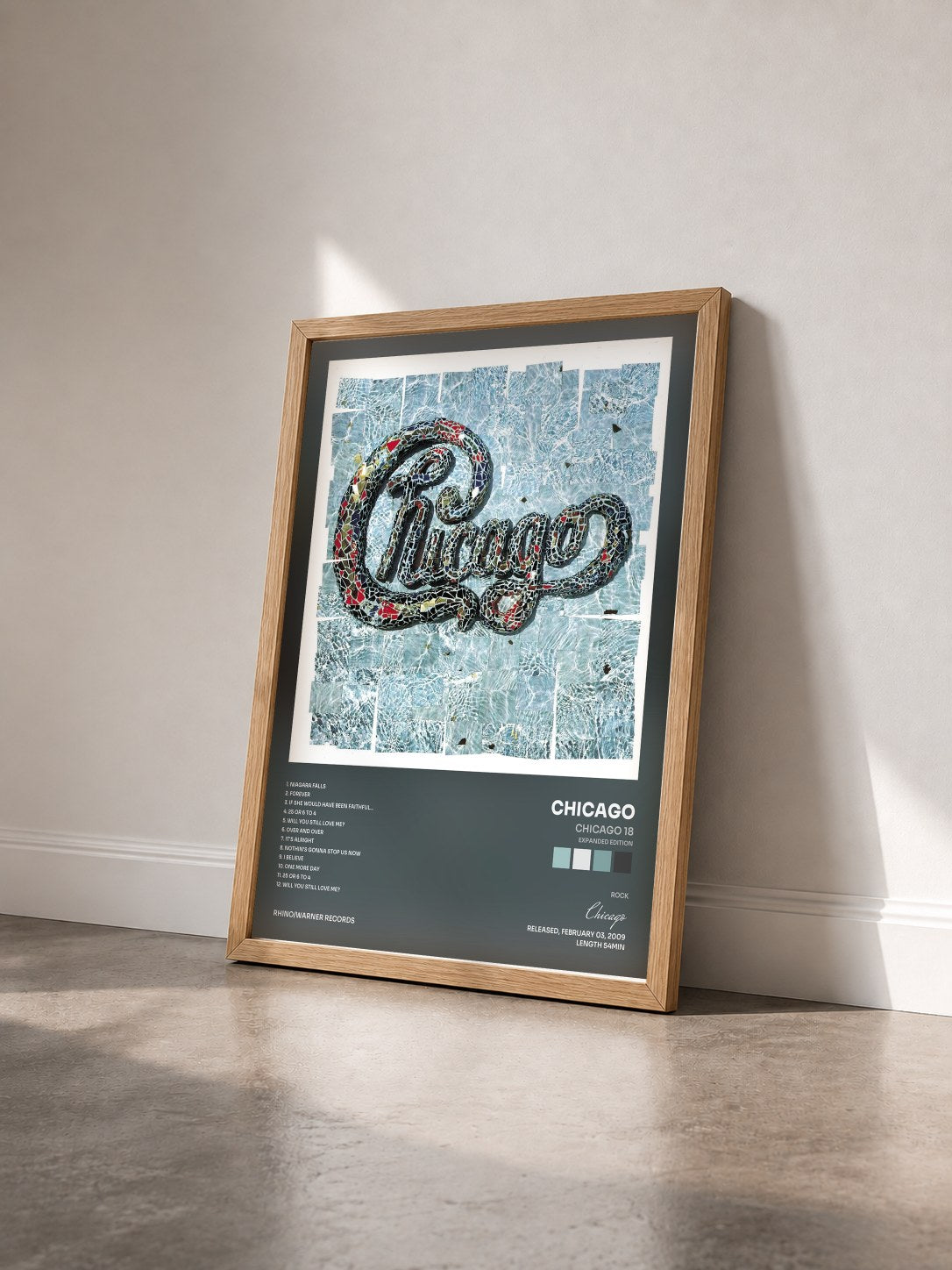 #bois Tableau de l'album Chicago 18 (Expanded Edition) de Chicago vu de trois quarts, cadre en bois brut