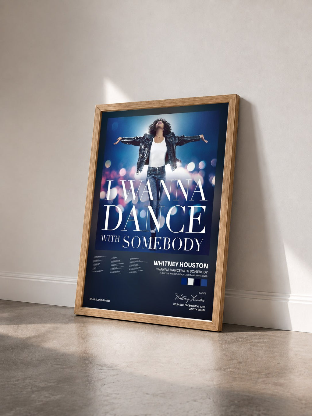 #bois Tableau de l'album I Wanna Dance With Somebody (The Movie: Whitney New, Classic and Reimagined) de Whitney Houston vu de trois quarts, cadre en bois brut