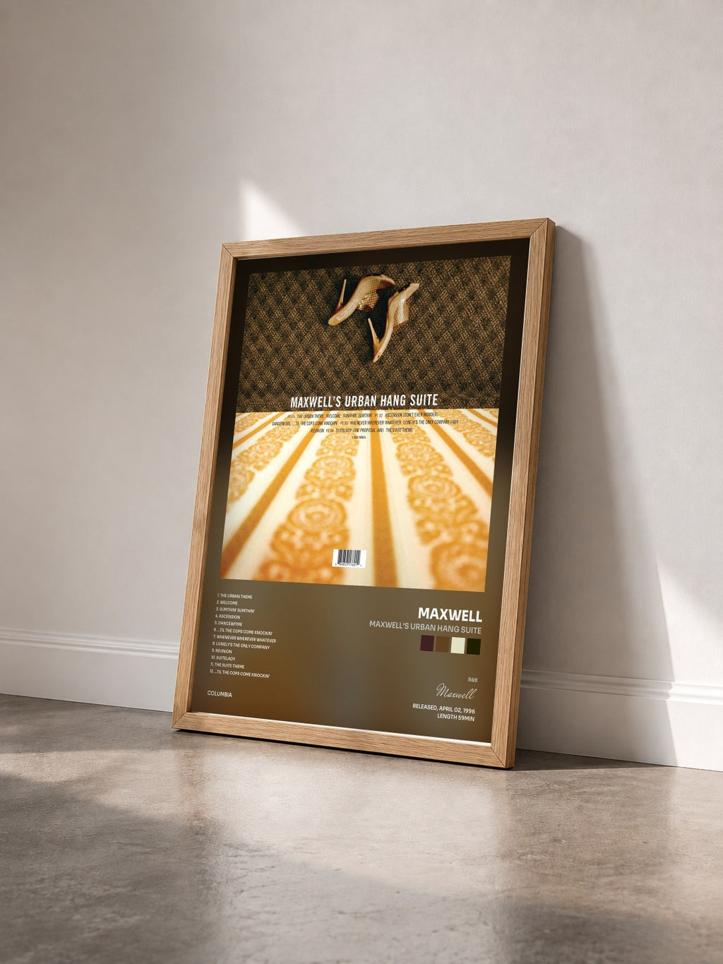 #bois Tableau de l'album Maxwell's Urban Hang Suite de Maxwell vu de trois quarts, cadre en bois brut