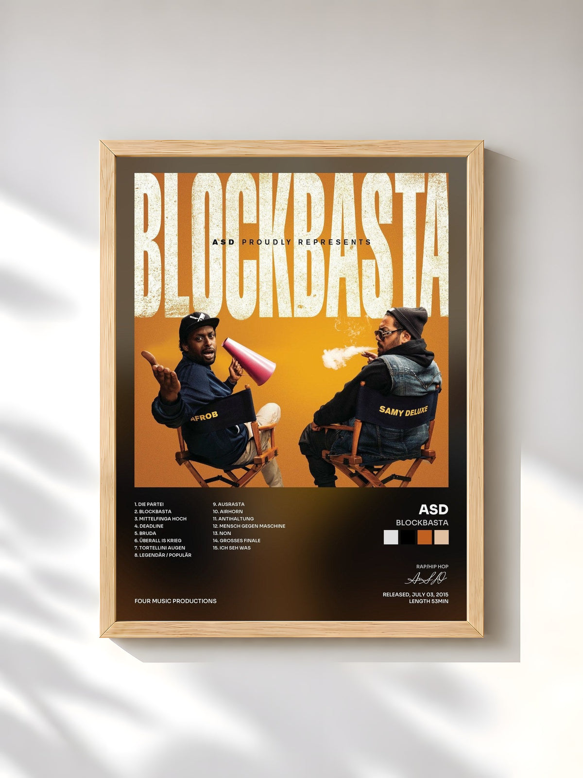 #bois Tableau de l'album Blockbasta de ASD, cadre en bois brut, imprimé et encadré en France