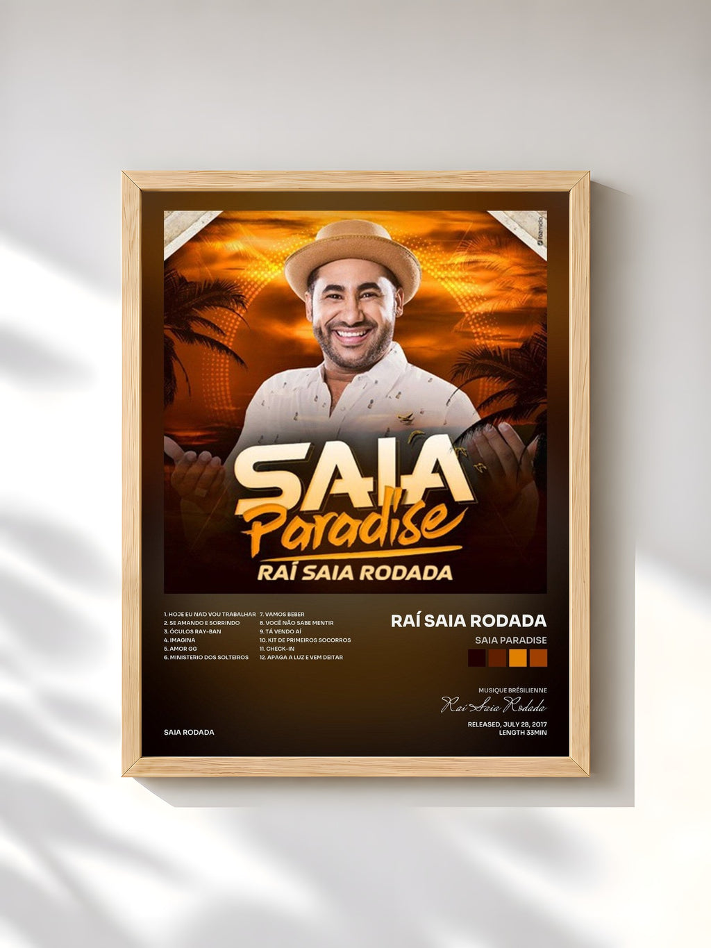 #bois Tableau de l'album Saia Paradise de Raí Saia Rodada, cadre en bois brut, imprimé et encadré en France