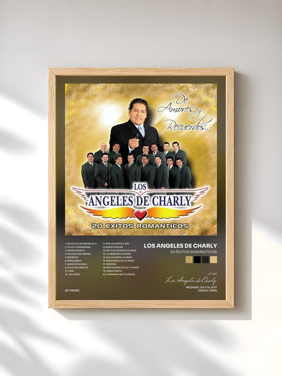 #bois Tableau de l'album 20 Éxitos Románticos de Los Angeles de Charly, cadre en bois brut, imprimé et encadré en France