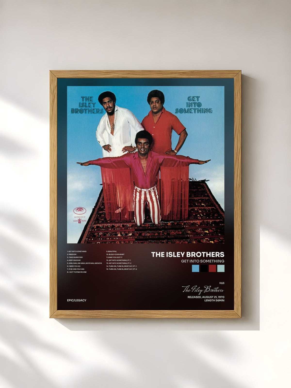 #bois Tableau de l'album Get Into Something de The Isley Brothers, cadre en bois brut, imprimé et encadré en France