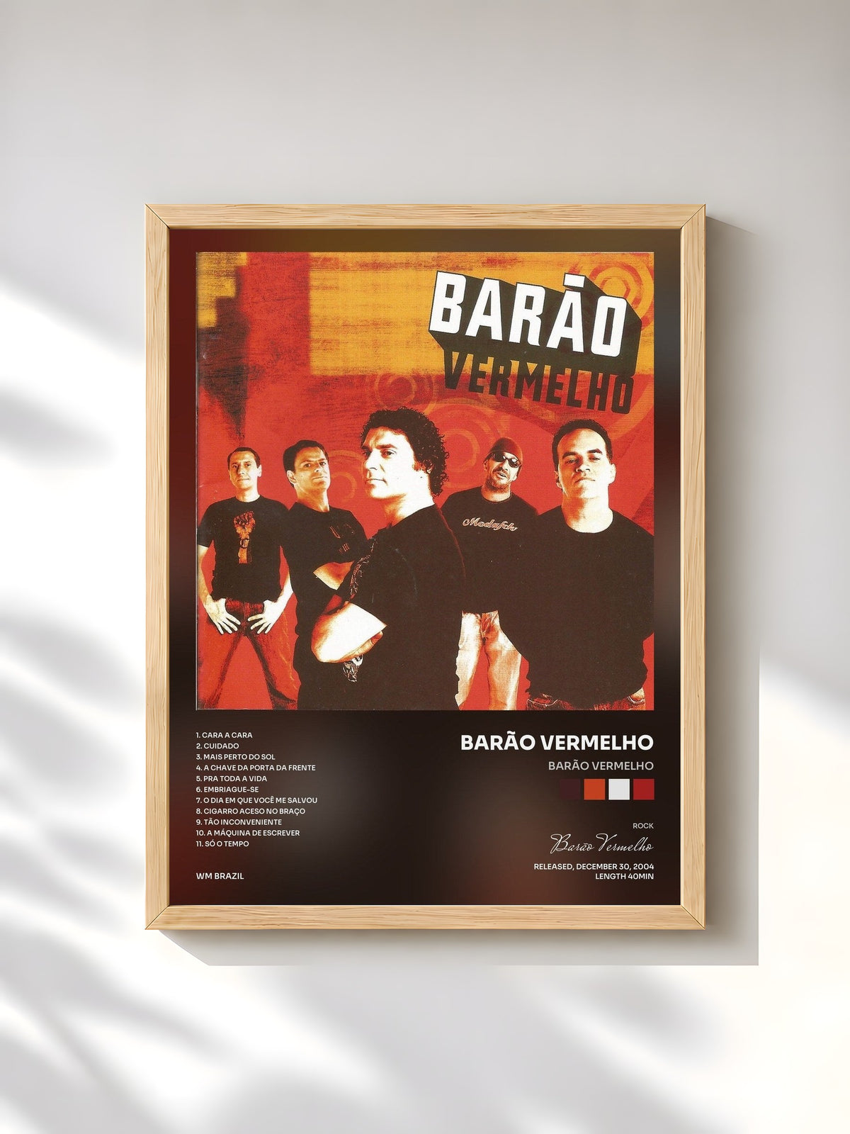 #bois Tableau de l'album Barão Vermelho de Barão Vermelho, cadre en bois brut, imprimé et encadré en France