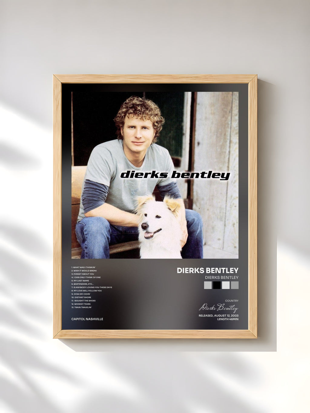 #bois Tableau de l'album Dierks Bentley de Dierks Bentley, cadre en bois brut, imprimé et encadré en France