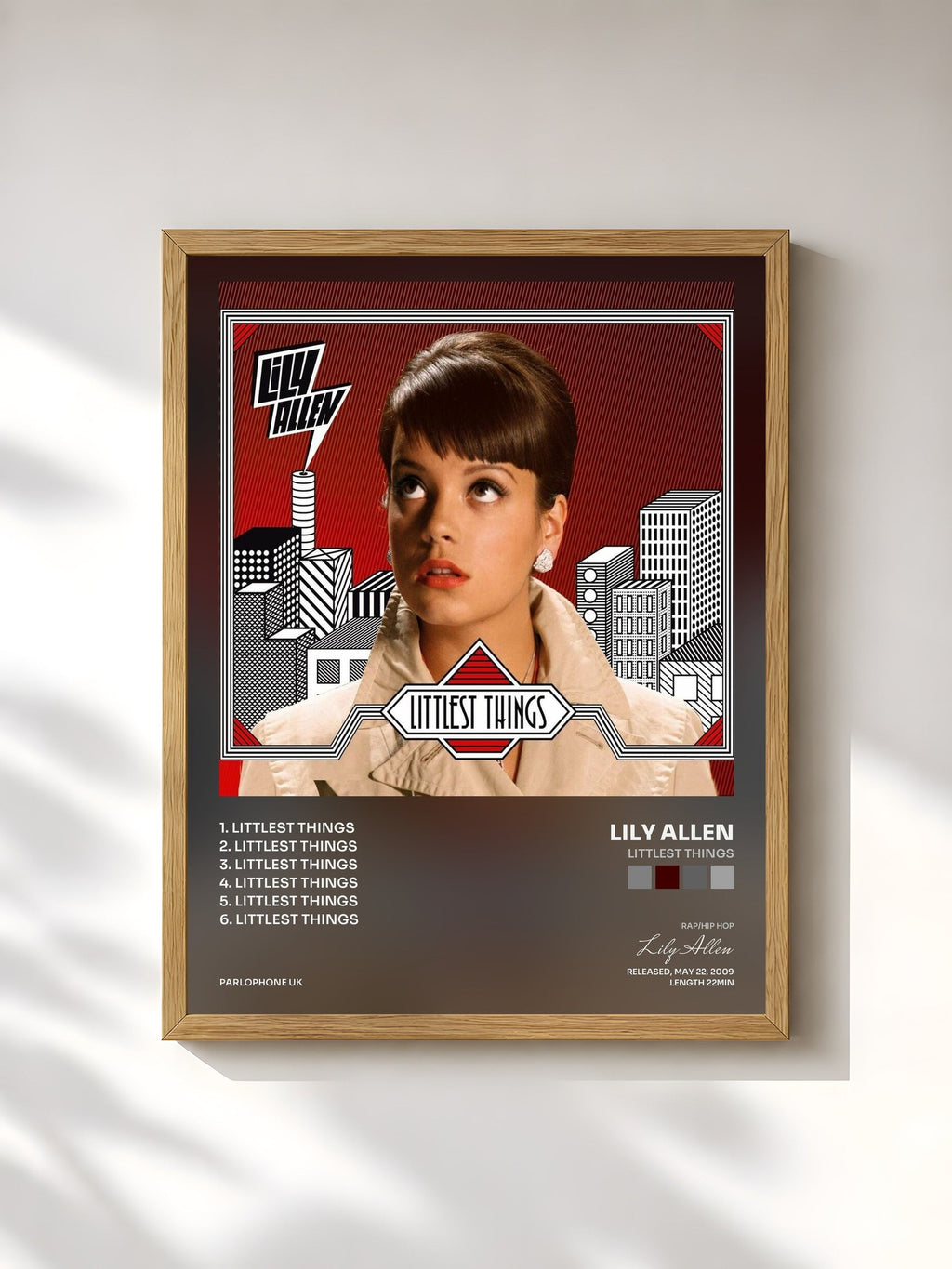 #bois Tableau de l'album Littlest Things de Lily Allen, cadre en bois brut, imprimé et encadré en France