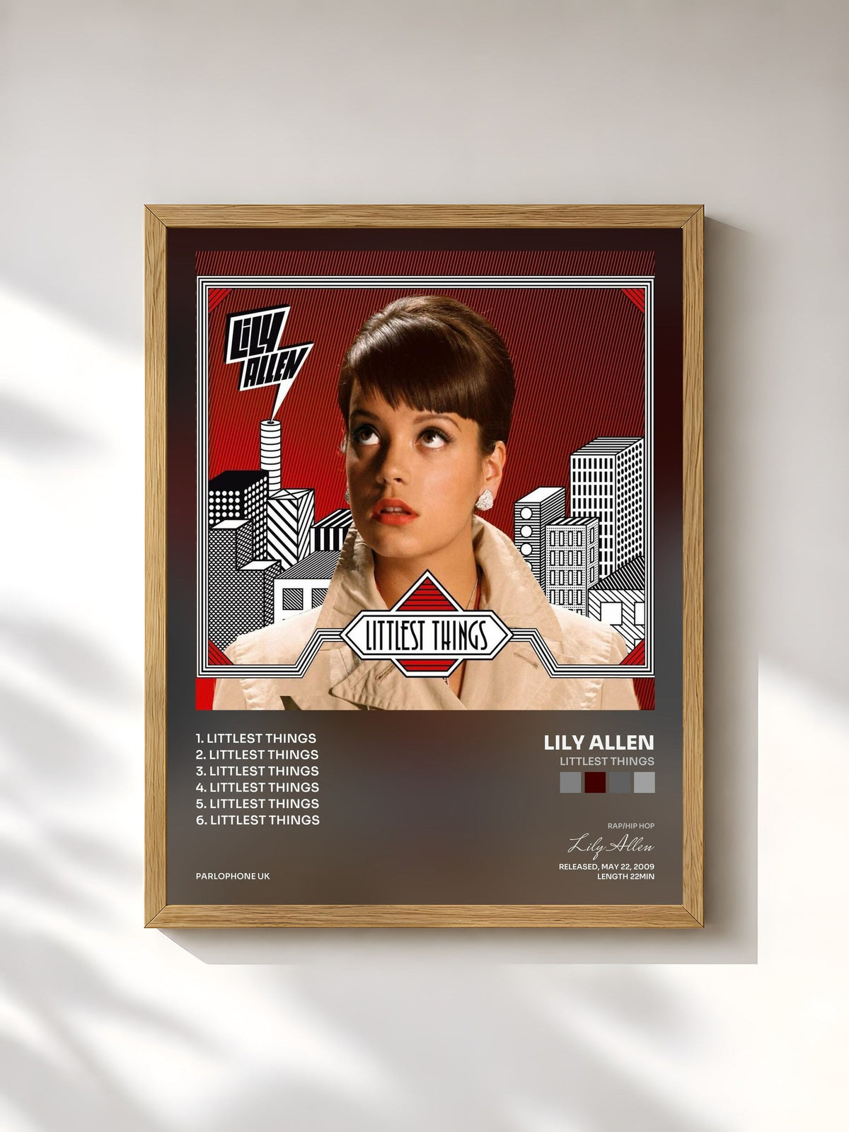 #bois Tableau de l'album Littlest Things de Lily Allen, cadre en bois brut, imprimé et encadré en France