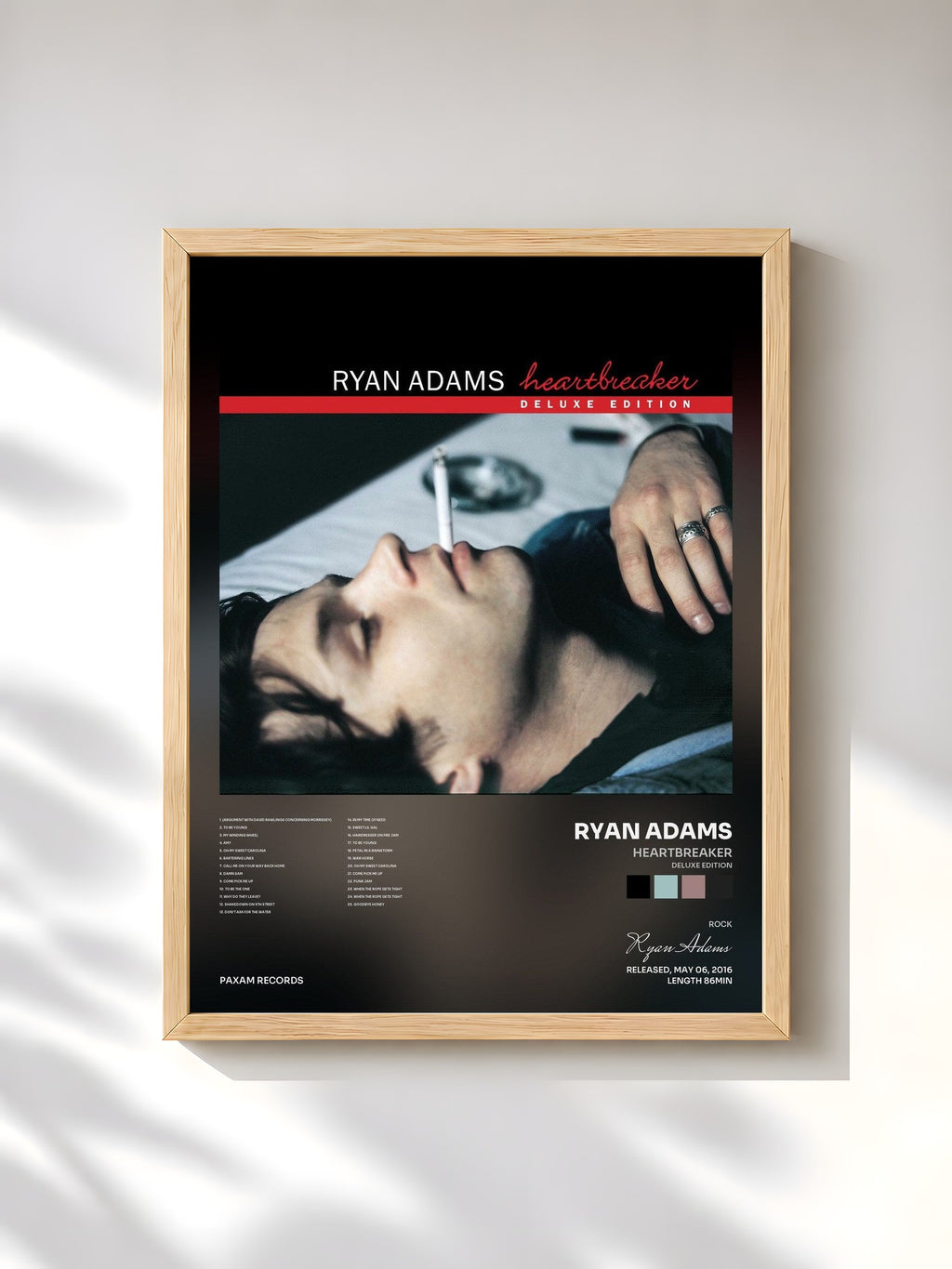 #bois Tableau de l'album Heartbreaker (Deluxe Edition) de Ryan Adams, cadre en bois brut, imprimé et encadré en France