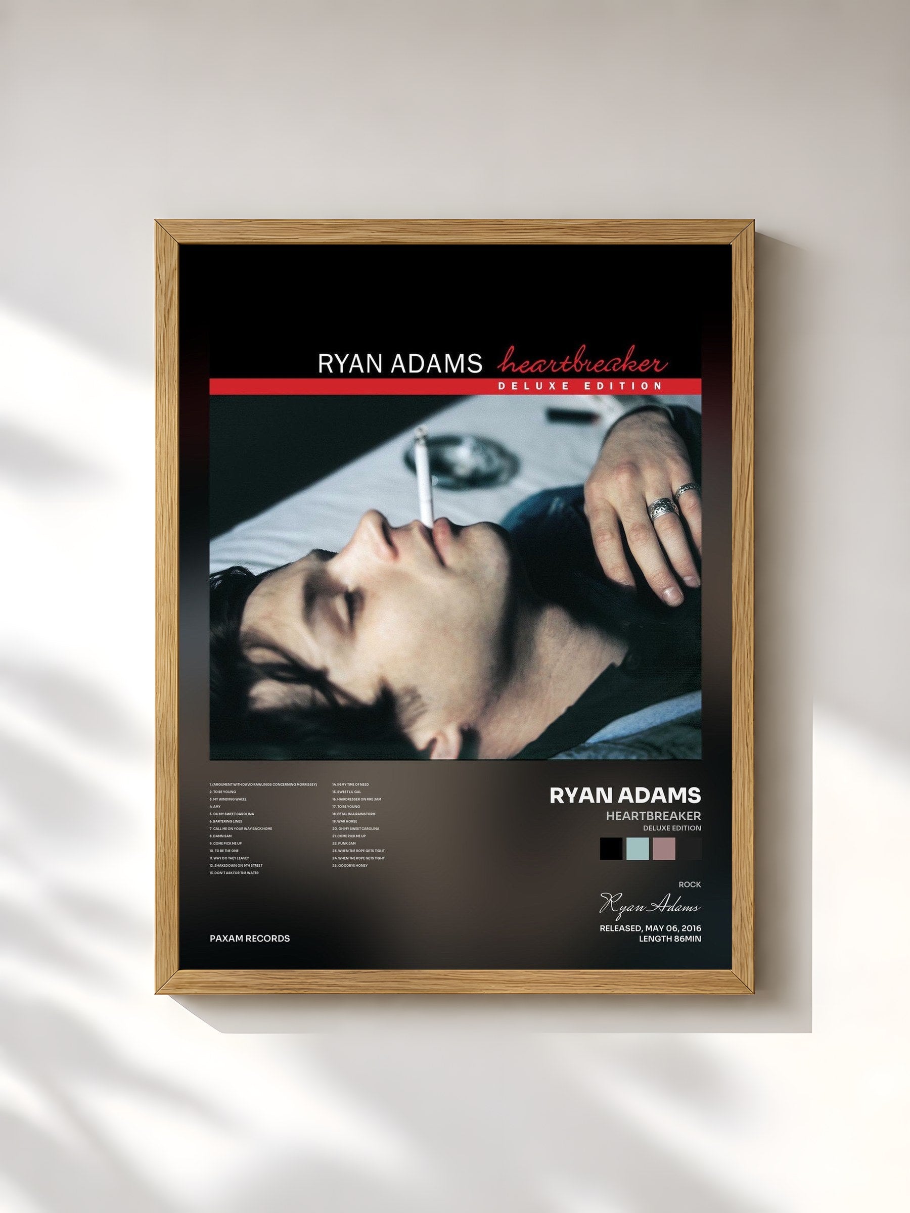 #bois Tableau de l'album Heartbreaker (Deluxe Edition) de Ryan Adams, cadre en bois brut, imprimé et encadré en France