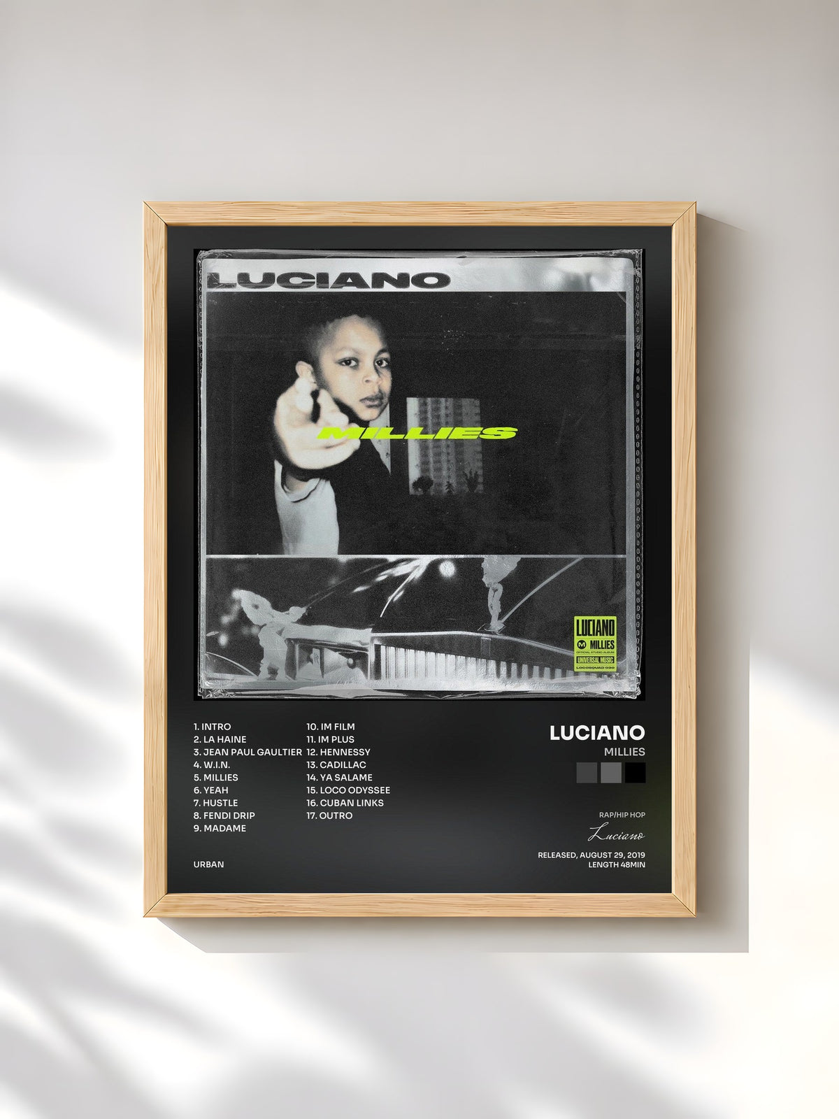 #bois Tableau de l'album MILLIES de Luciano, cadre en bois brut, imprimé et encadré en France
