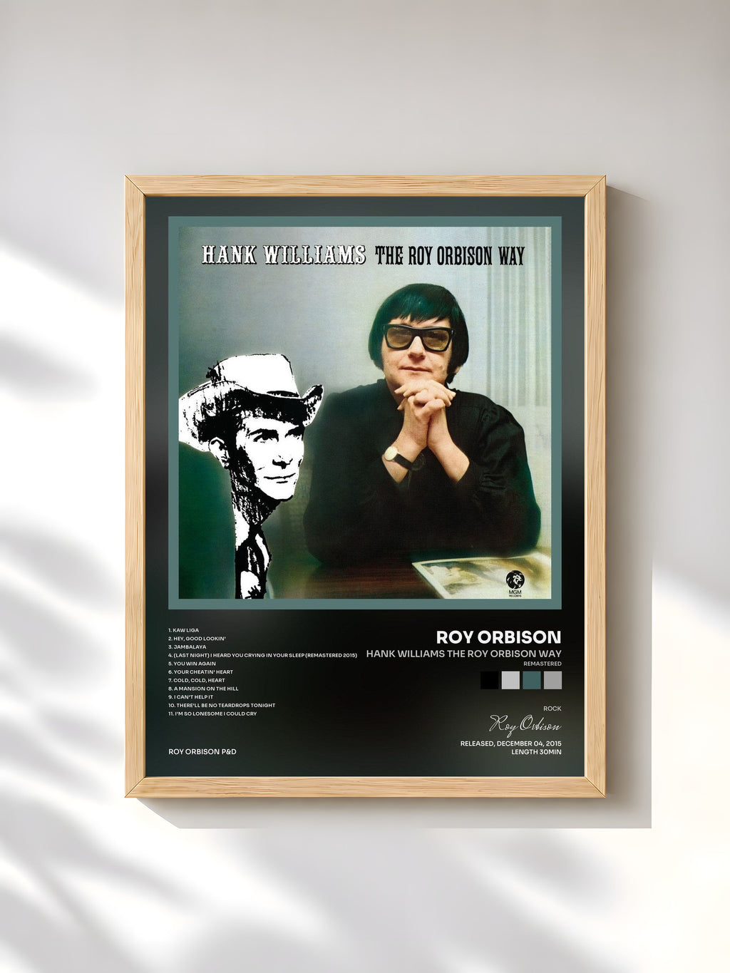 #bois Tableau de l'album Hank Williams The Roy Orbison Way (Remastered) de Roy Orbison, cadre en bois brut, imprimé et encadré en France