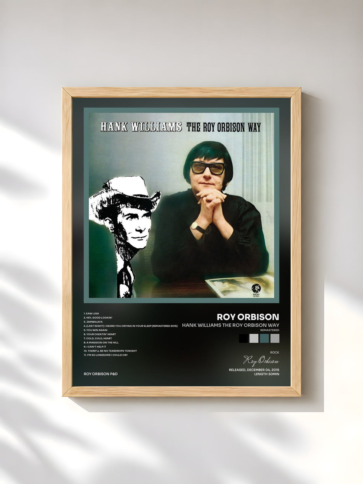#bois Tableau de l'album Hank Williams The Roy Orbison Way (Remastered) de Roy Orbison, cadre en bois brut, imprimé et encadré en France