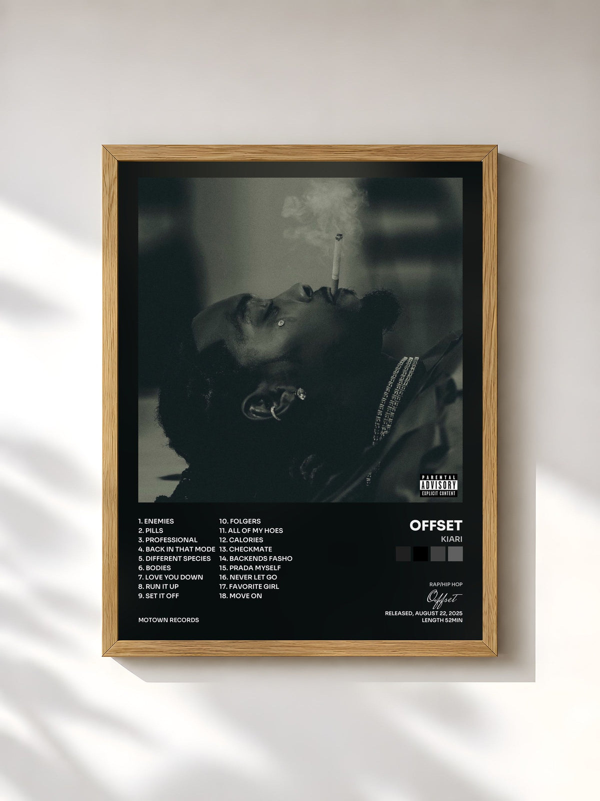 #bois Tableau de l'album KIARI de Offset, cadre en bois brut, imprimé et encadré en France