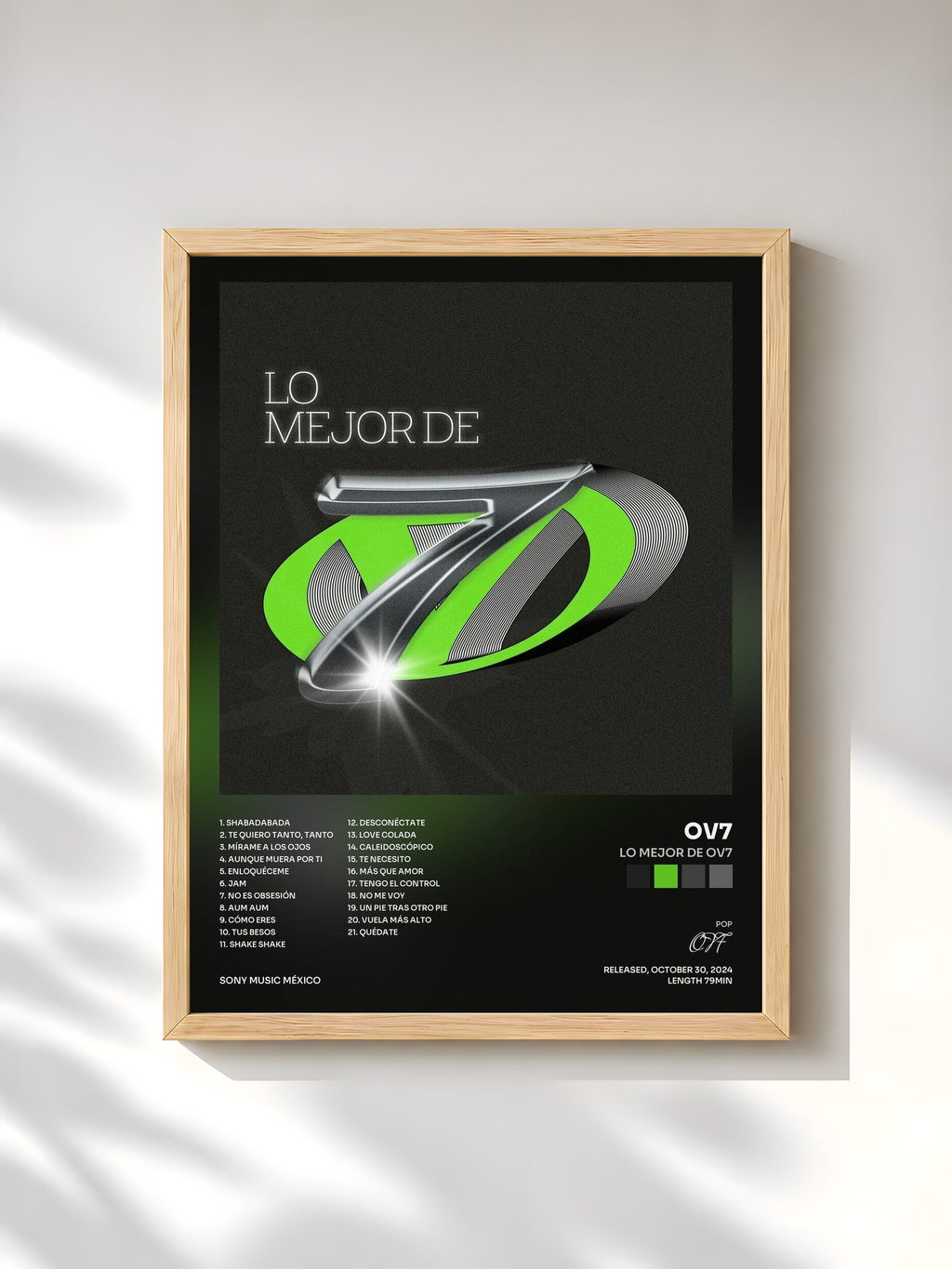 #bois Tableau de l'album Lo Mejor de OV7 de OV7, cadre en bois brut, imprimé et encadré en France