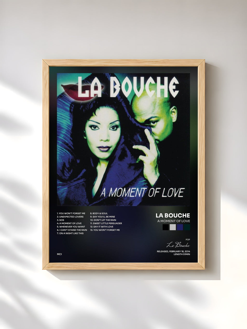#bois Tableau de l'album A Moment Of Love de La Bouche, cadre en bois brut, imprimé et encadré en France