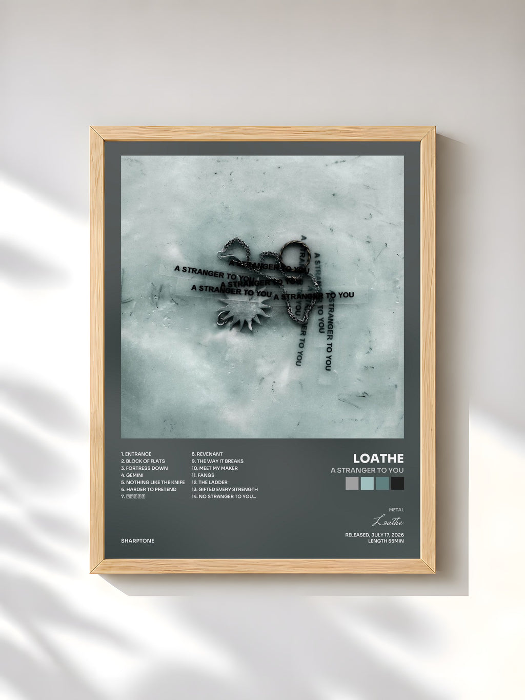 #bois Tableau de l'album A Stranger To You de Loathe, cadre en bois brut, imprimé et encadré en France