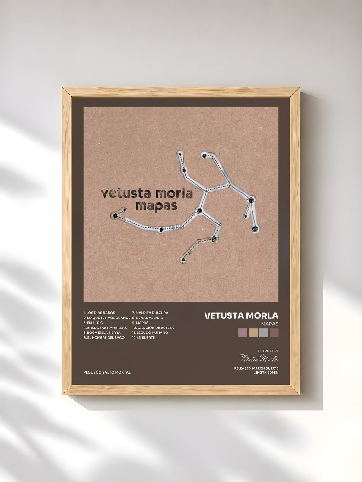 #bois Tableau de l'album Mapas de Vetusta Morla, cadre en bois brut, imprimé et encadré en France
