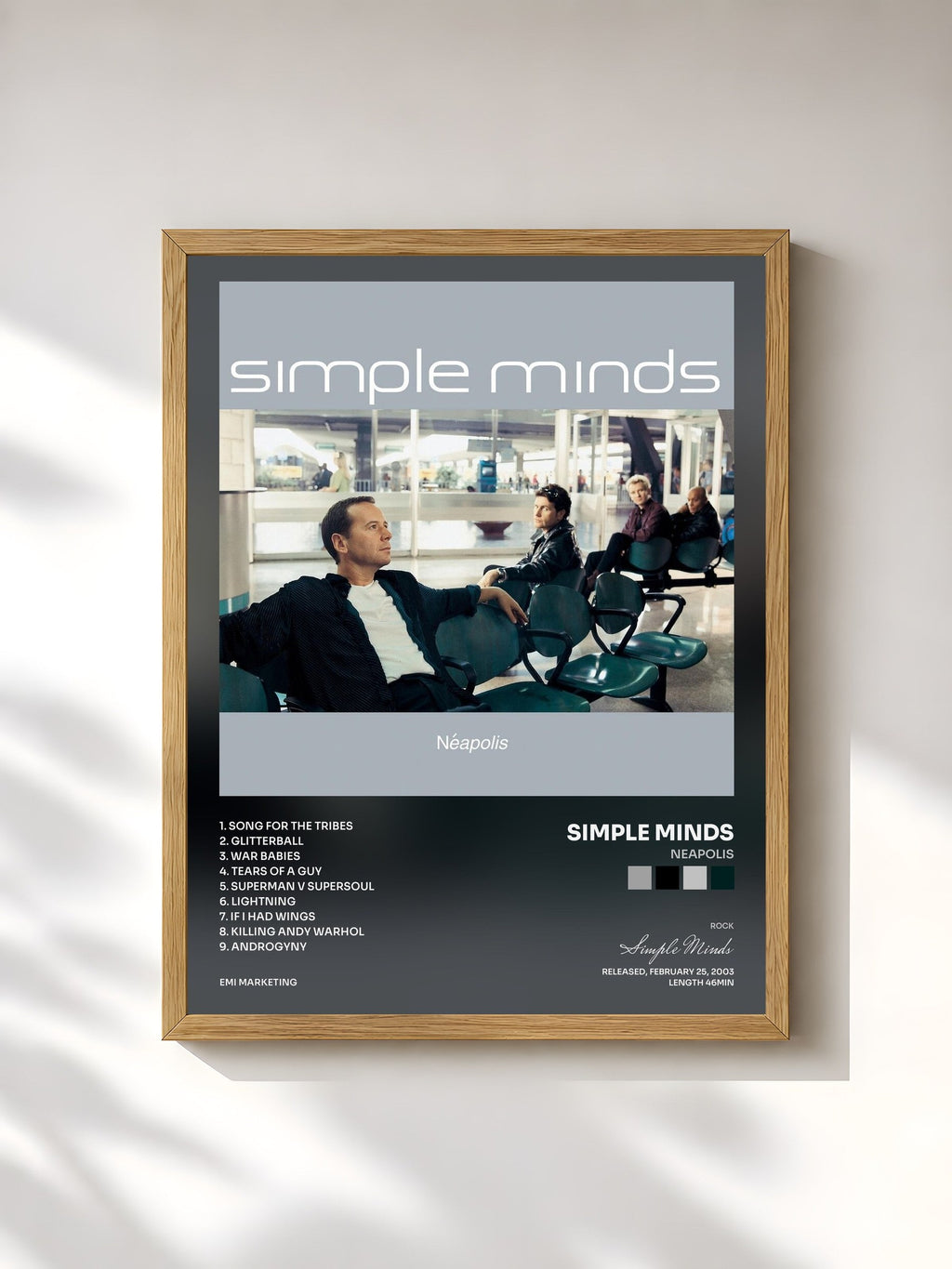#bois Tableau de l'album Neapolis de Simple Minds, cadre en bois brut, imprimé et encadré en France
