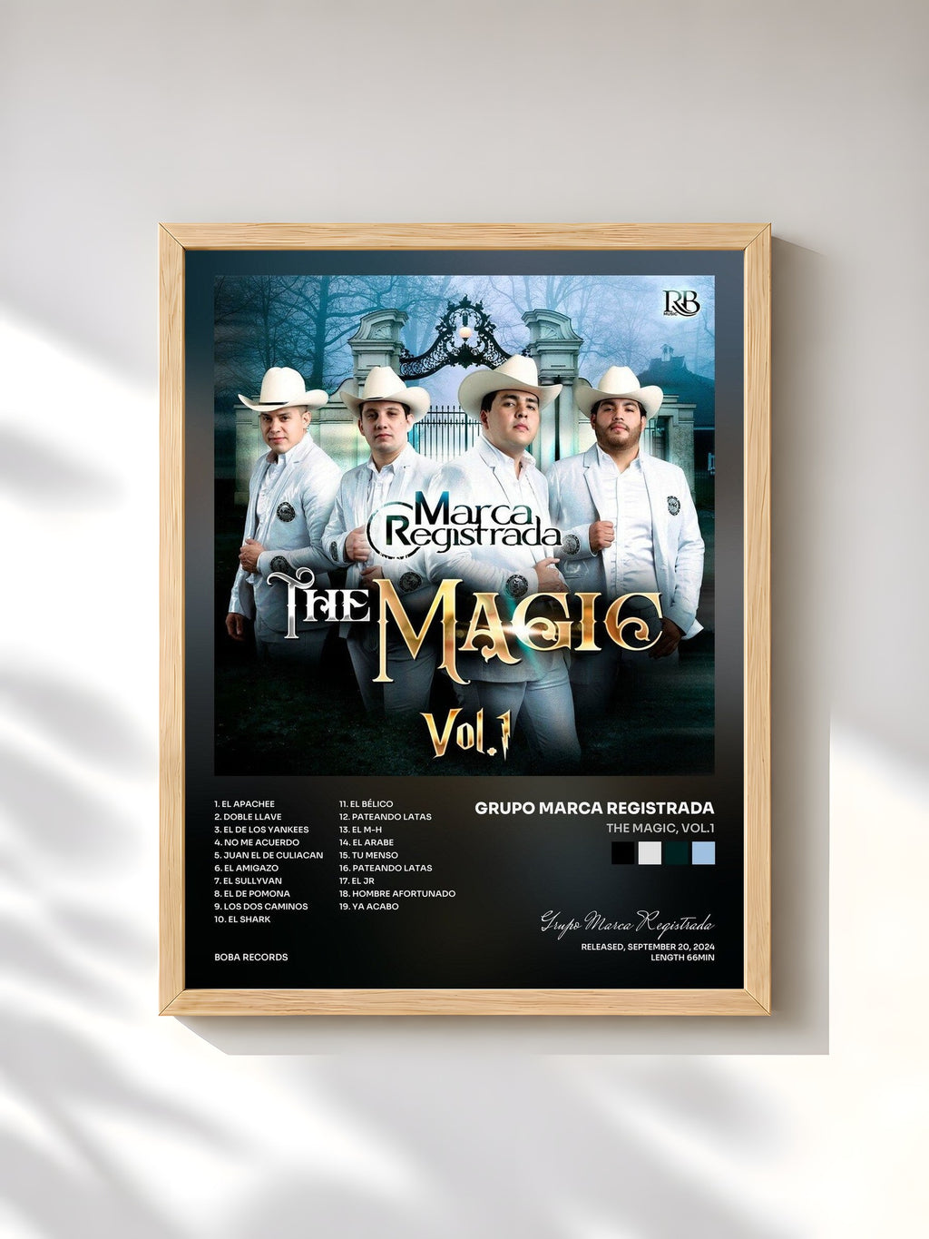 #bois Tableau de l'album The Magic, Vol.1 de Grupo Marca Registrada, cadre en bois brut, imprimé et encadré en France