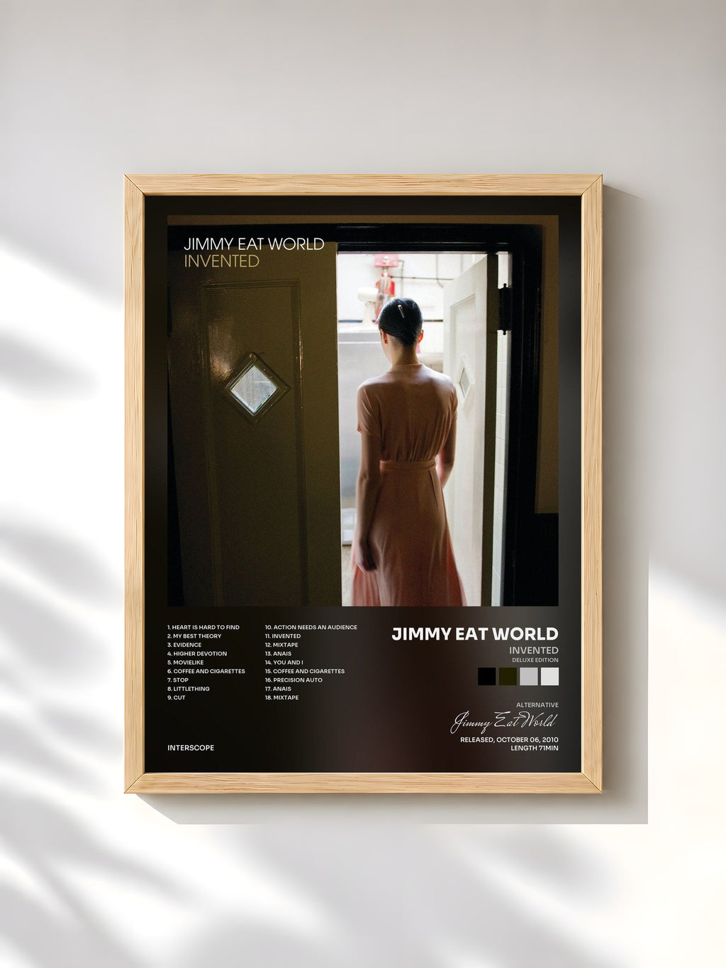#bois Tableau de l'album Invented (Deluxe Edition) de Jimmy Eat World, cadre en bois brut, imprimé et encadré en France