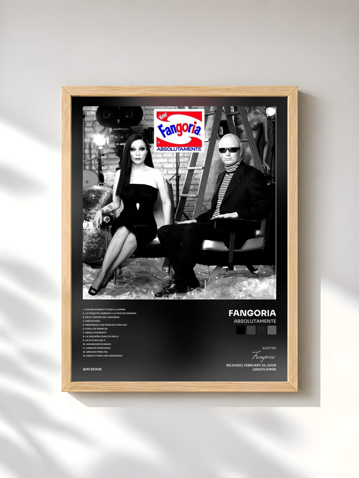 #bois Tableau de l'album Absolutamente de Fangoria, cadre en bois brut, imprimé et encadré en France