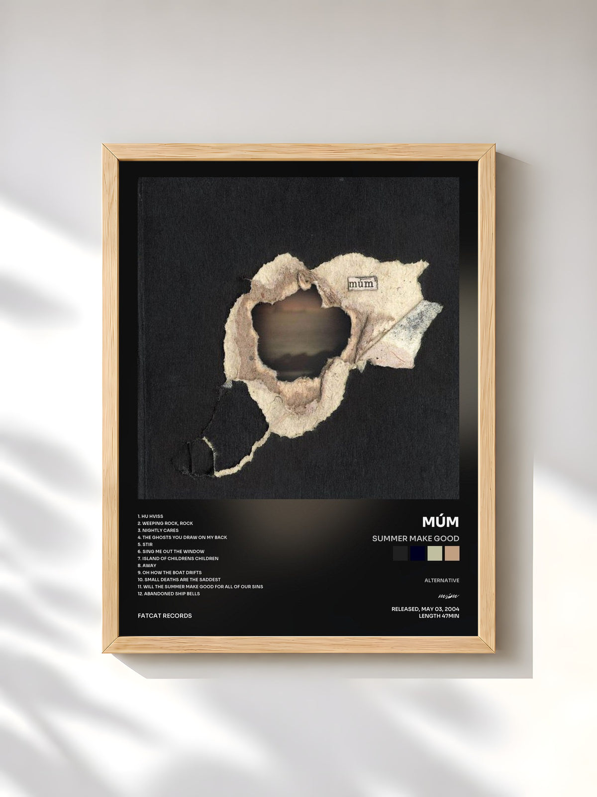 #bois Tableau de l'album Summer Make Good de múm, cadre en bois brut, imprimé et encadré en France
