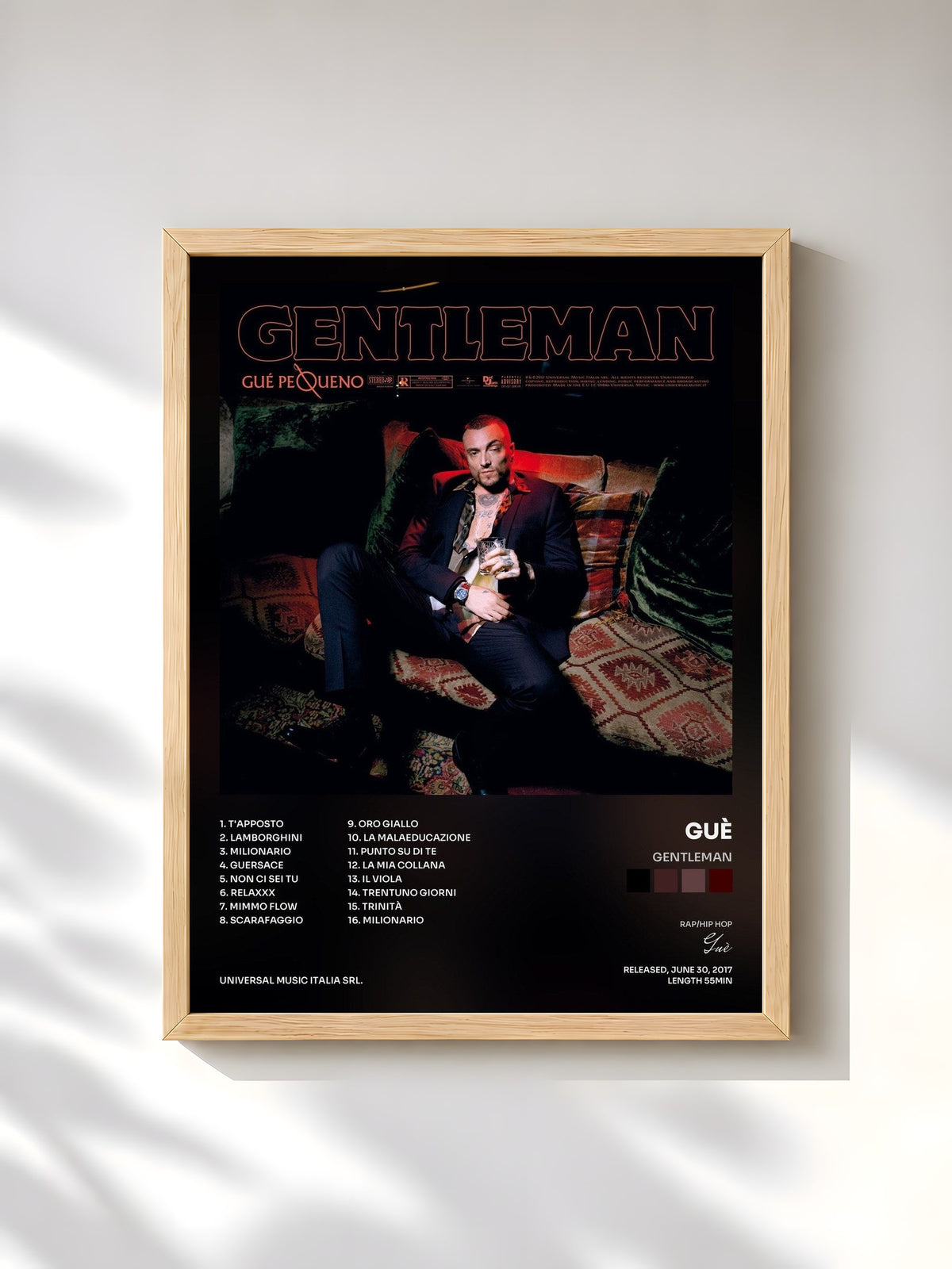 #bois Tableau de l'album Gentleman de Guè, cadre en bois brut, imprimé et encadré en France