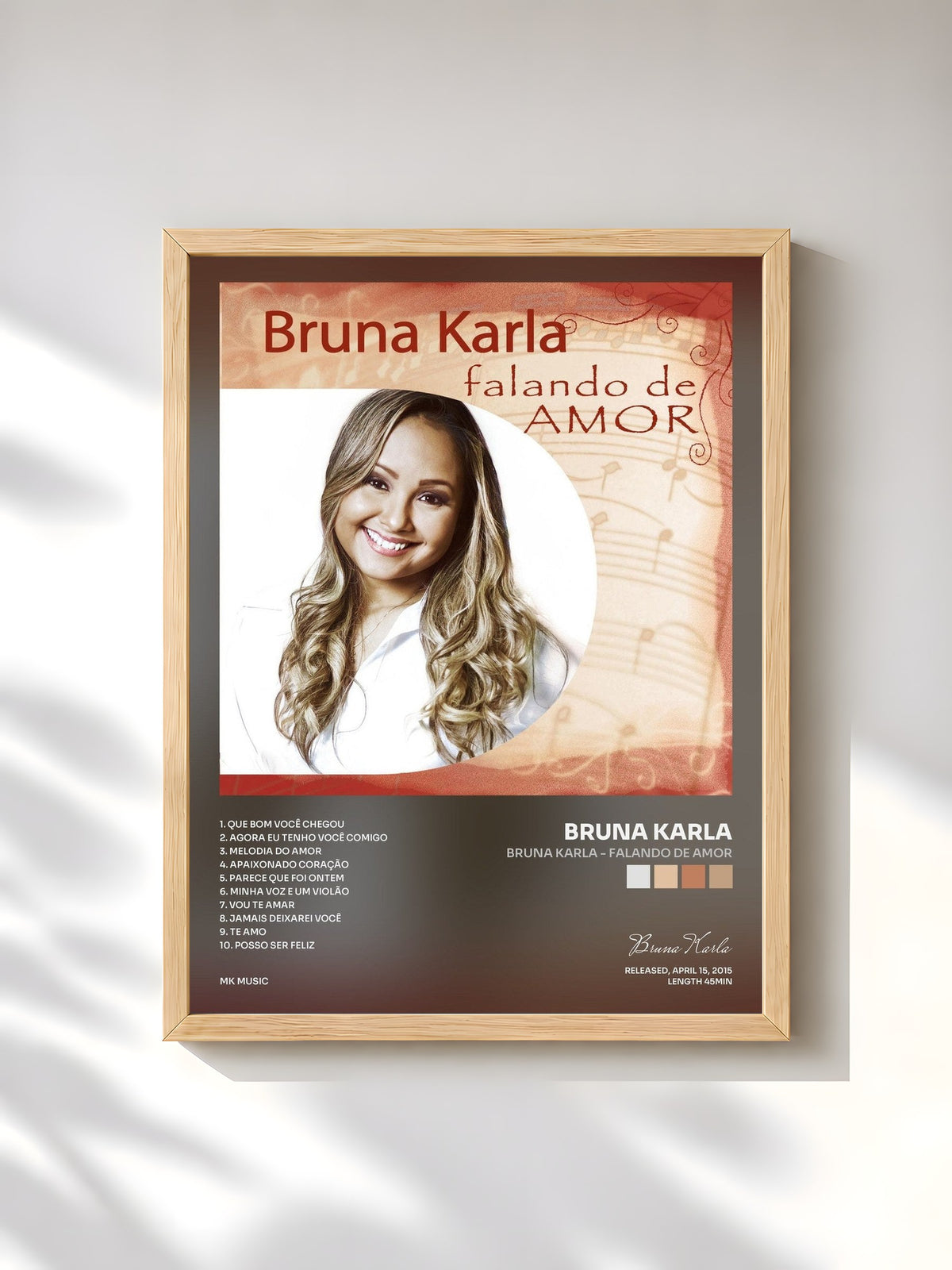 #bois Tableau de l'album Bruna Karla - Falando de Amor de Bruna Karla, cadre en bois brut, imprimé et encadré en France