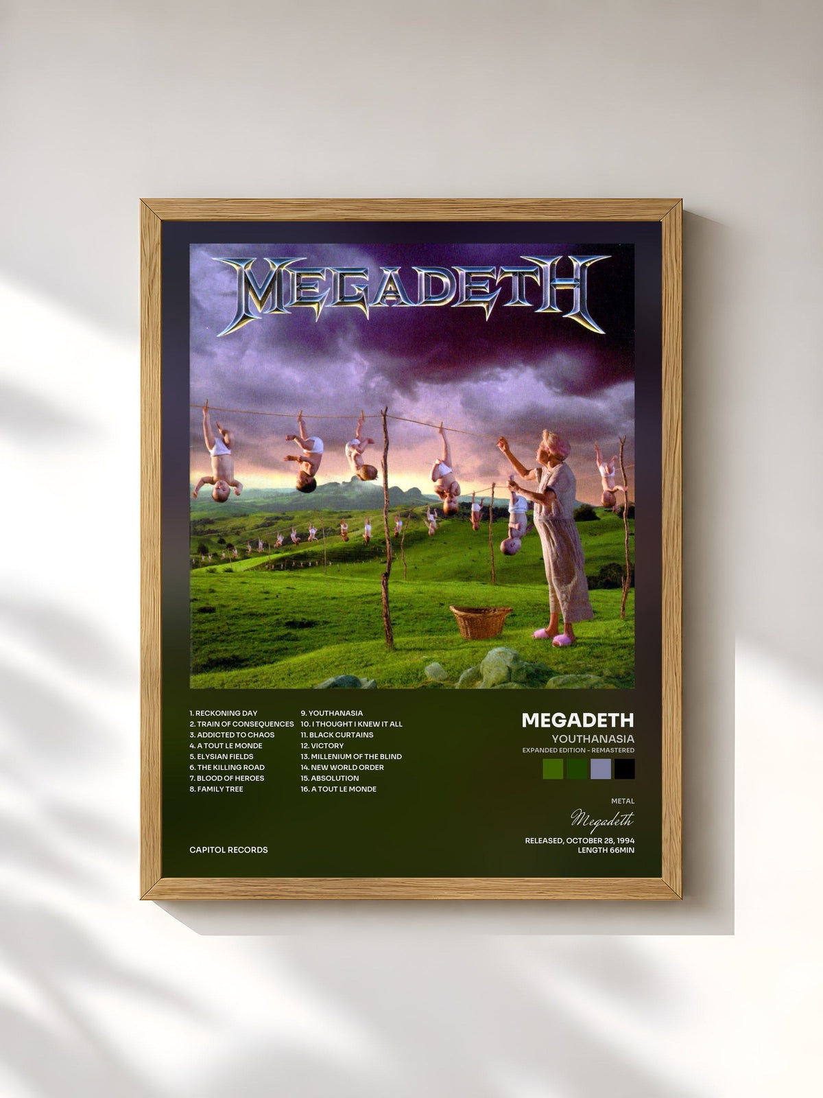 #bois Tableau de l'album Youthanasia (Expanded Edition - Remastered) de Megadeth, cadre en bois brut, imprimé et encadré en France