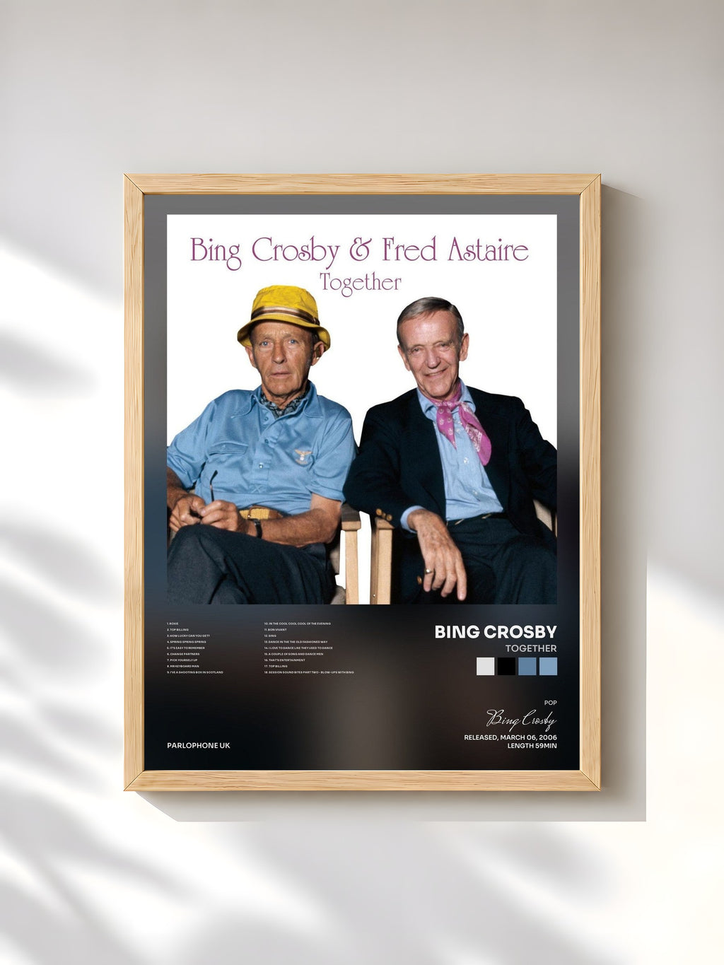 #bois Tableau de l'album Together de Bing Crosby, cadre en bois brut, imprimé et encadré en France