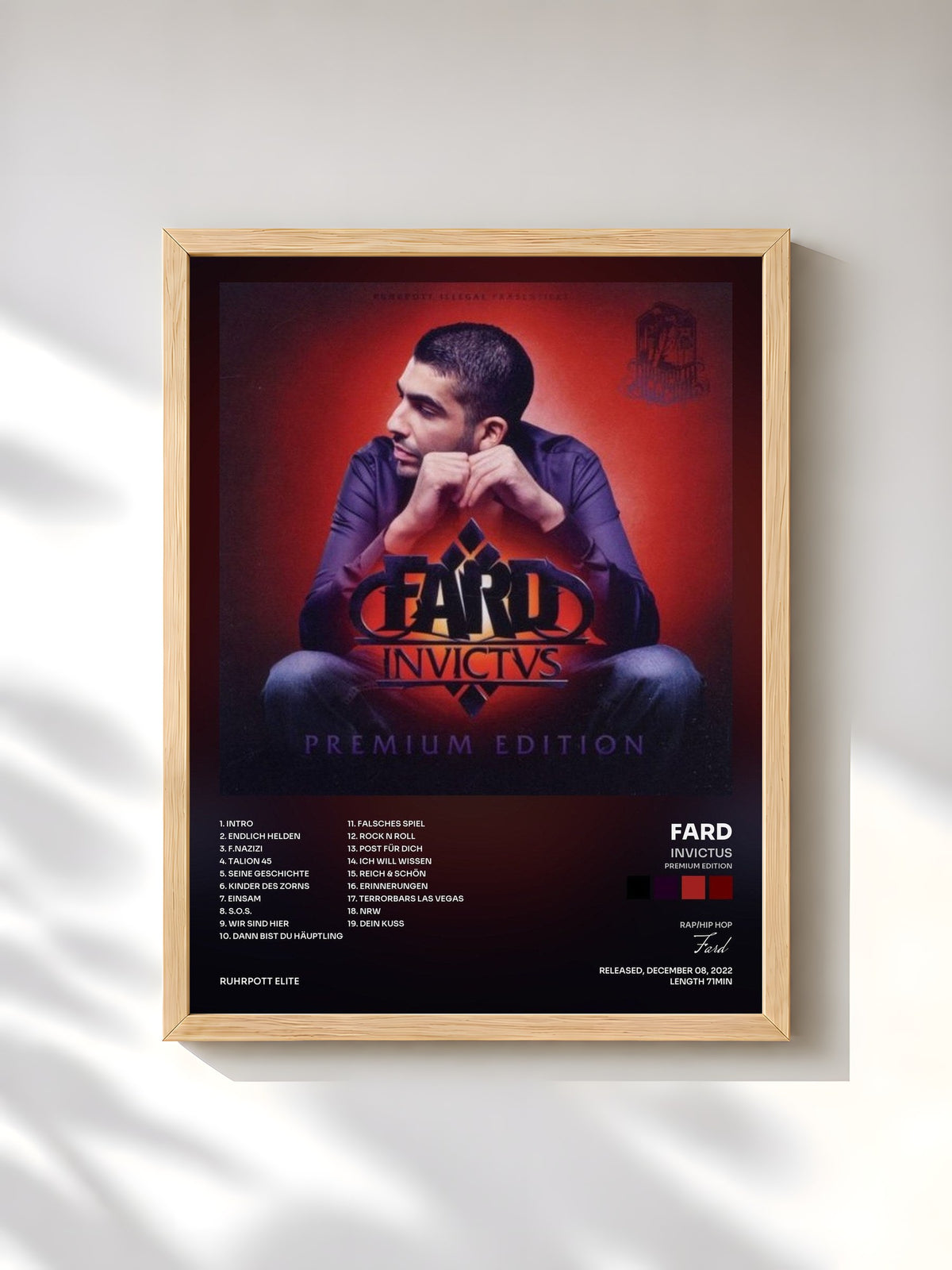 #bois Tableau de l'album Invictus (Premium Edition) de Fard, cadre en bois brut, imprimé et encadré en France