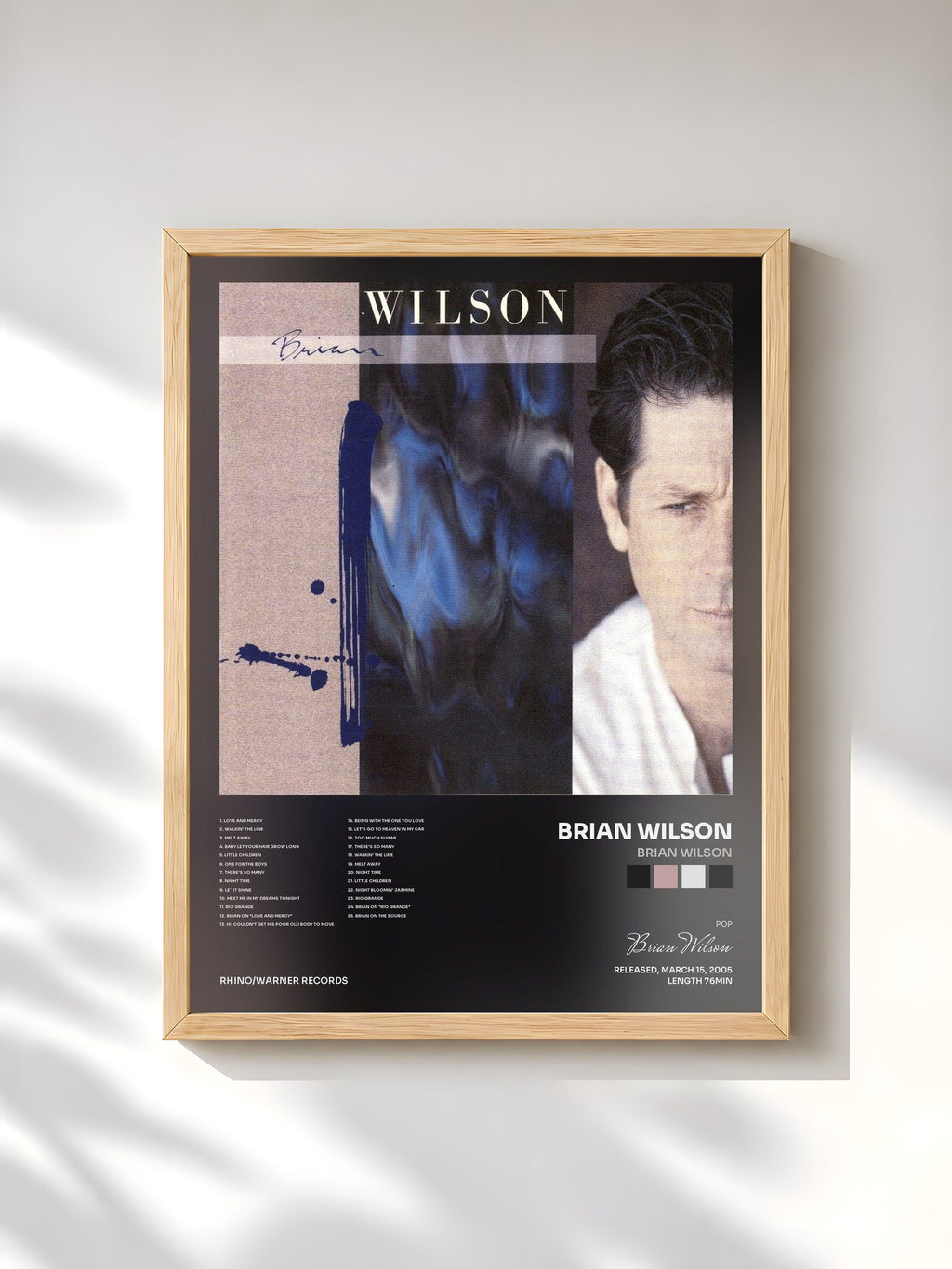 #bois Tableau de l'album Brian Wilson de Brian Wilson, cadre en bois brut, imprimé et encadré en France