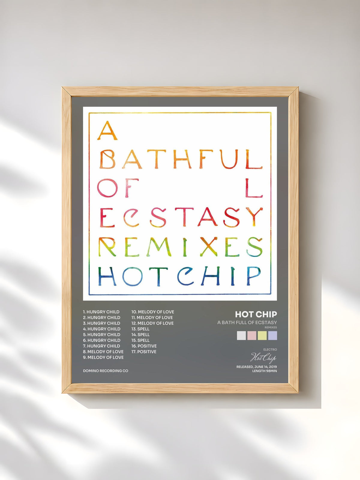 #bois Tableau de l'album A Bath Full of Ecstasy (Remixes) de Hot Chip, cadre en bois brut, imprimé et encadré en France