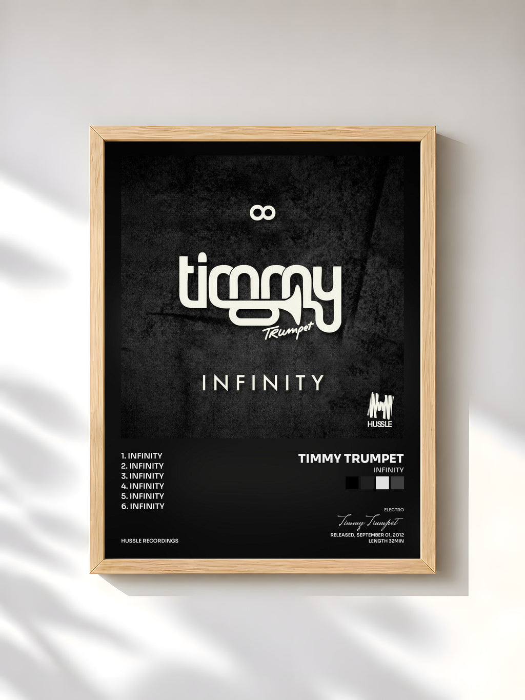 #bois Tableau de l'album Infinity de Timmy Trumpet, cadre en bois brut, imprimé et encadré en France