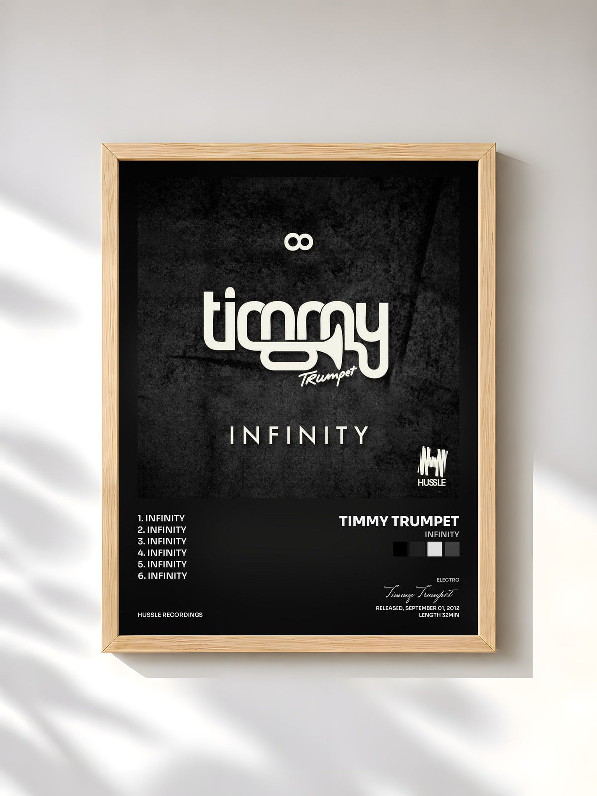 #bois Tableau de l'album Infinity de Timmy Trumpet, cadre en bois brut, imprimé et encadré en France