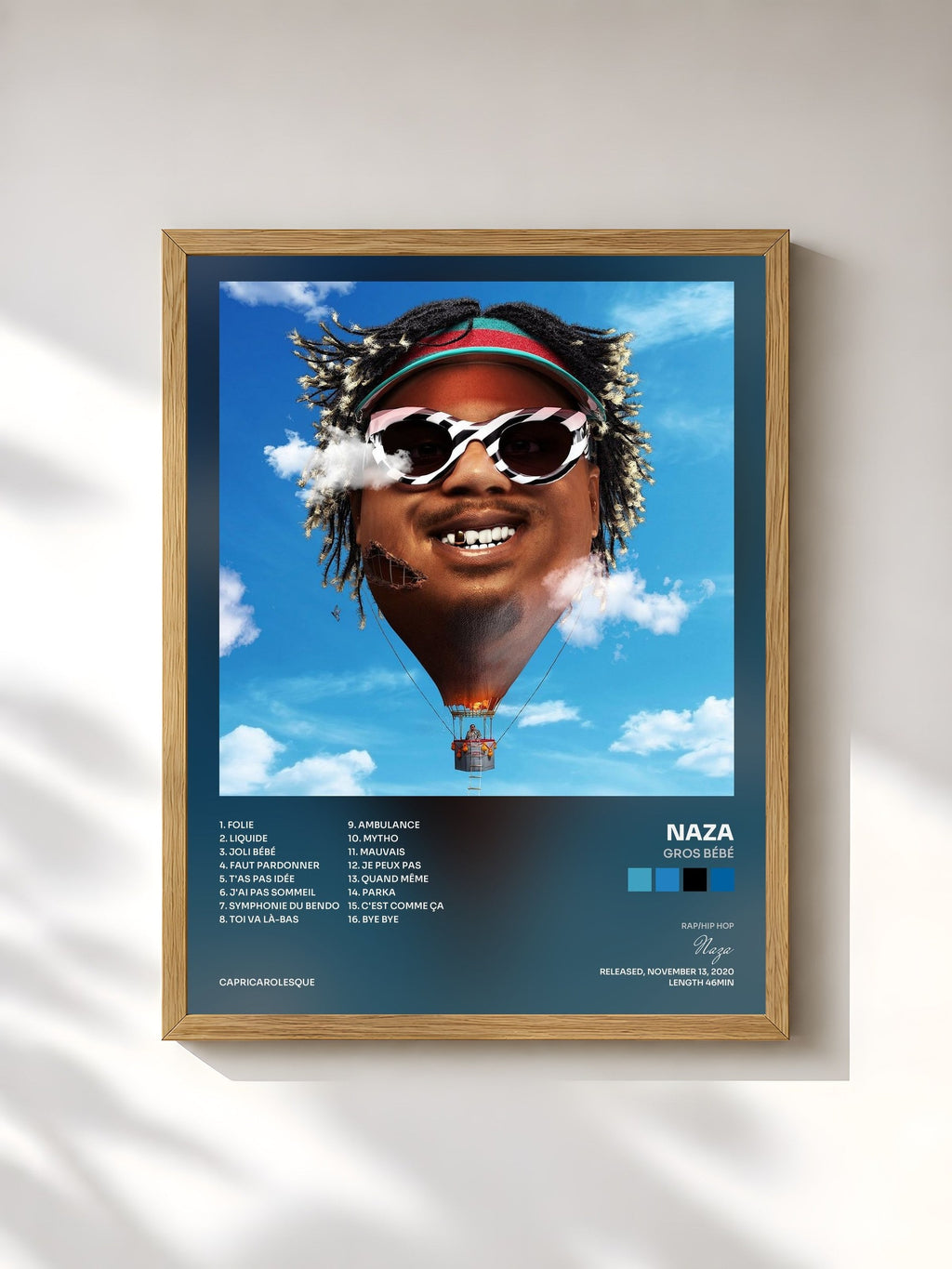 #bois Tableau de l'album Gros bébé de Naza, cadre en bois brut, imprimé et encadré en France