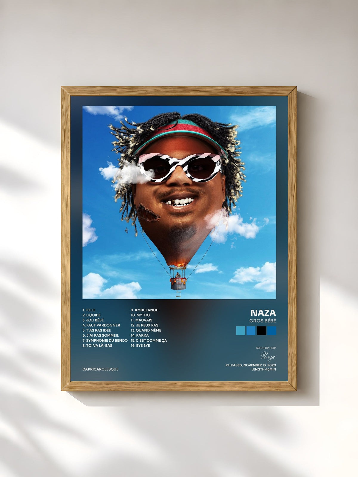 #bois Tableau de l'album Gros bébé de Naza, cadre en bois brut, imprimé et encadré en France