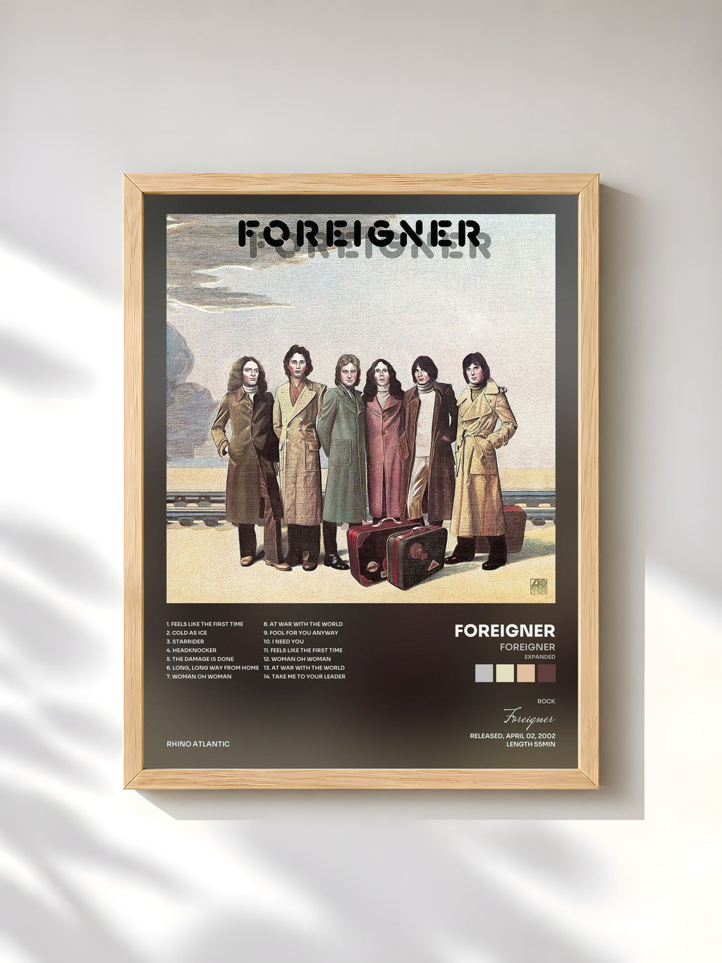 #bois Tableau de l'album Foreigner (Expanded) de Foreigner, cadre en bois brut, imprimé et encadré en France