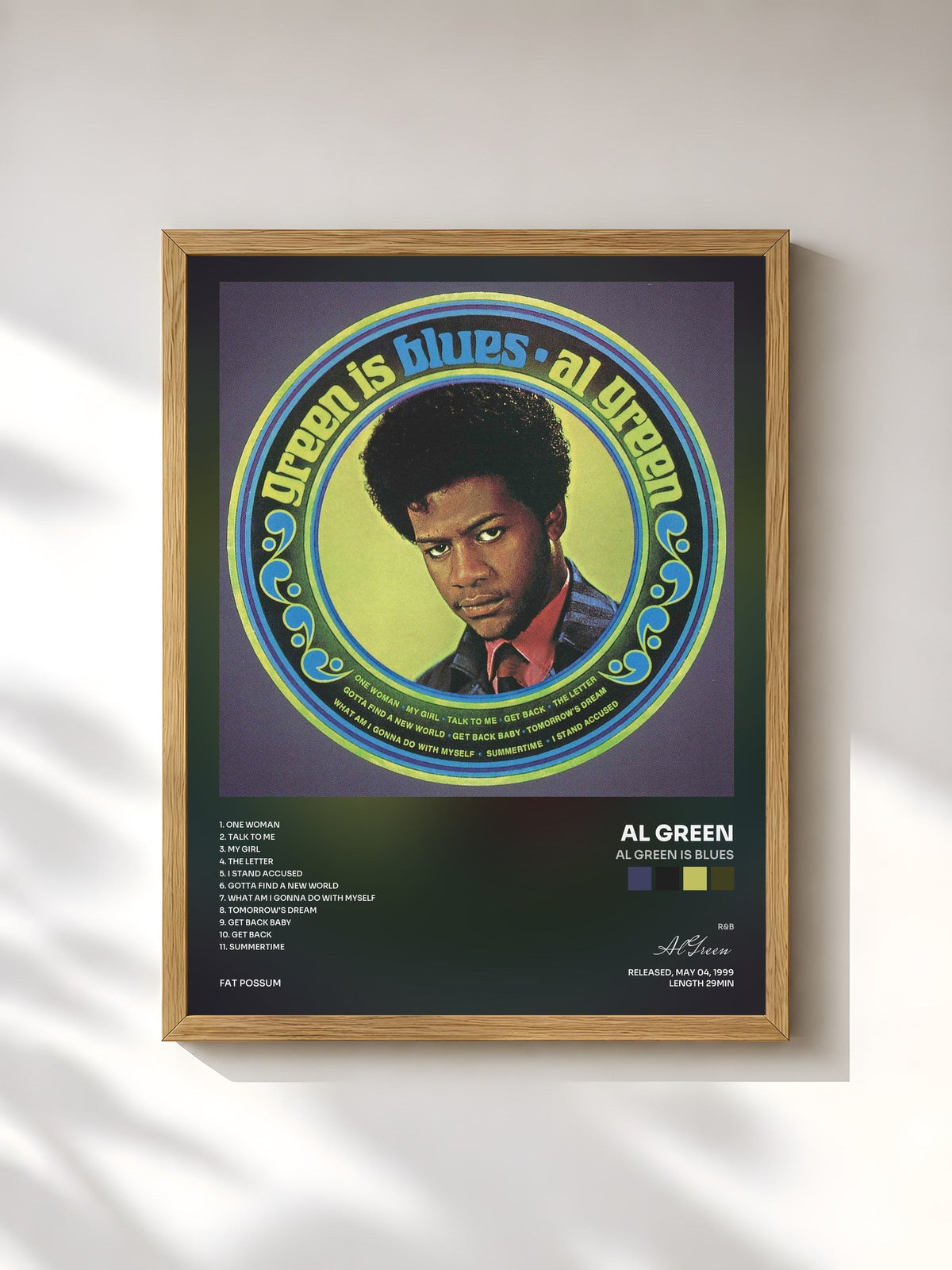 #bois Tableau de l'album Al Green Is Blues de Al Green, cadre en bois brut, imprimé et encadré en France