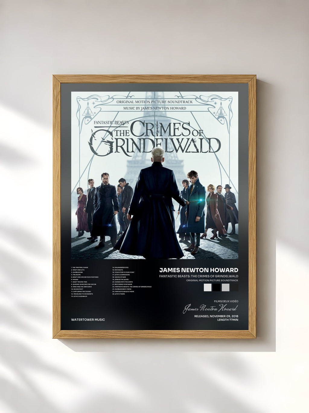 #bois Tableau de l'album Fantastic Beasts: The Crimes Of Grindelwald (Original Motion Picture Soundtrack) de James Newton Howard, cadre en bois brut, imprimé et encadré en France