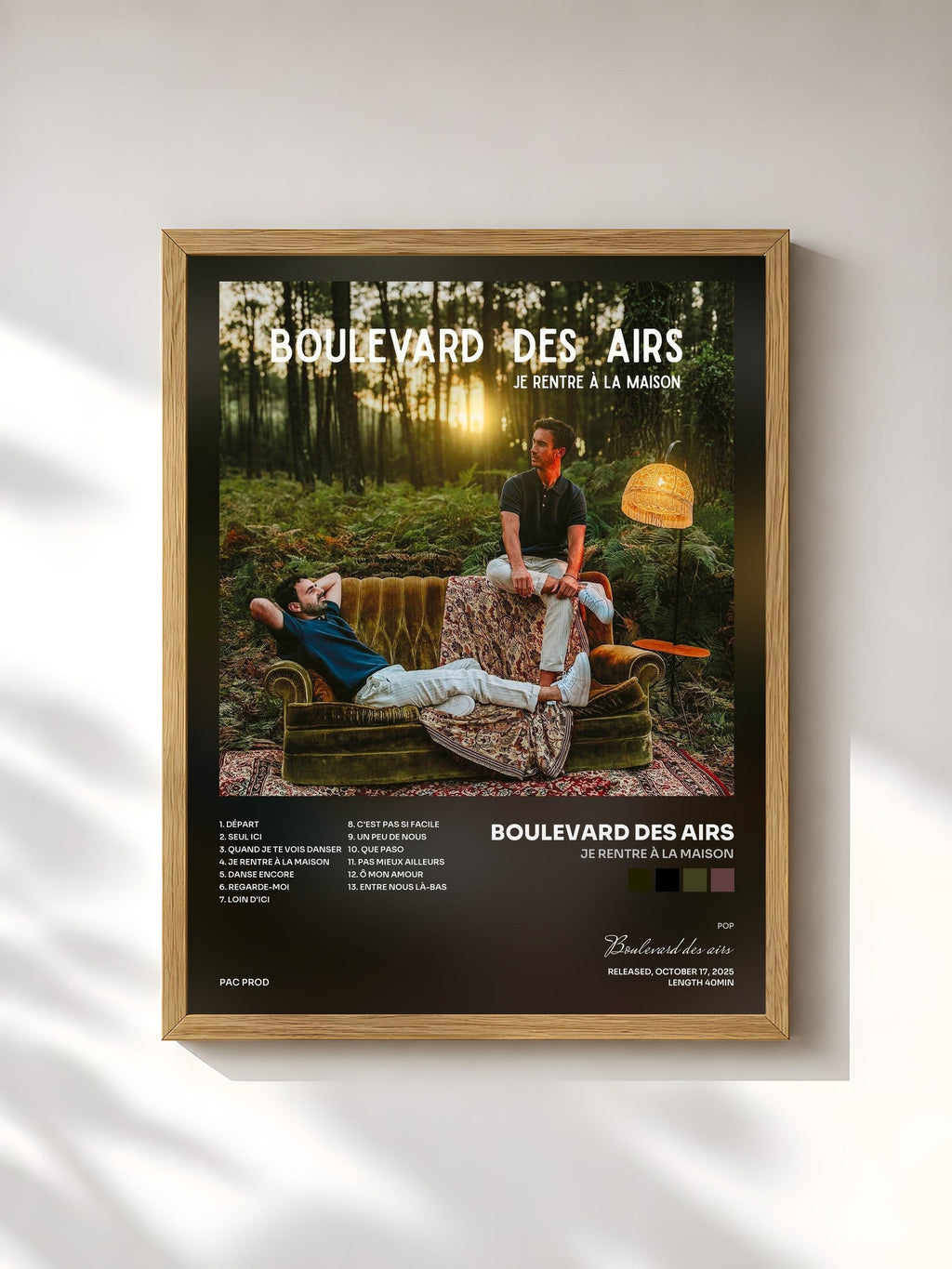 #bois Tableau de l'album JE RENTRE À LA MAISON de Boulevard des airs, cadre en bois brut, imprimé et encadré en France