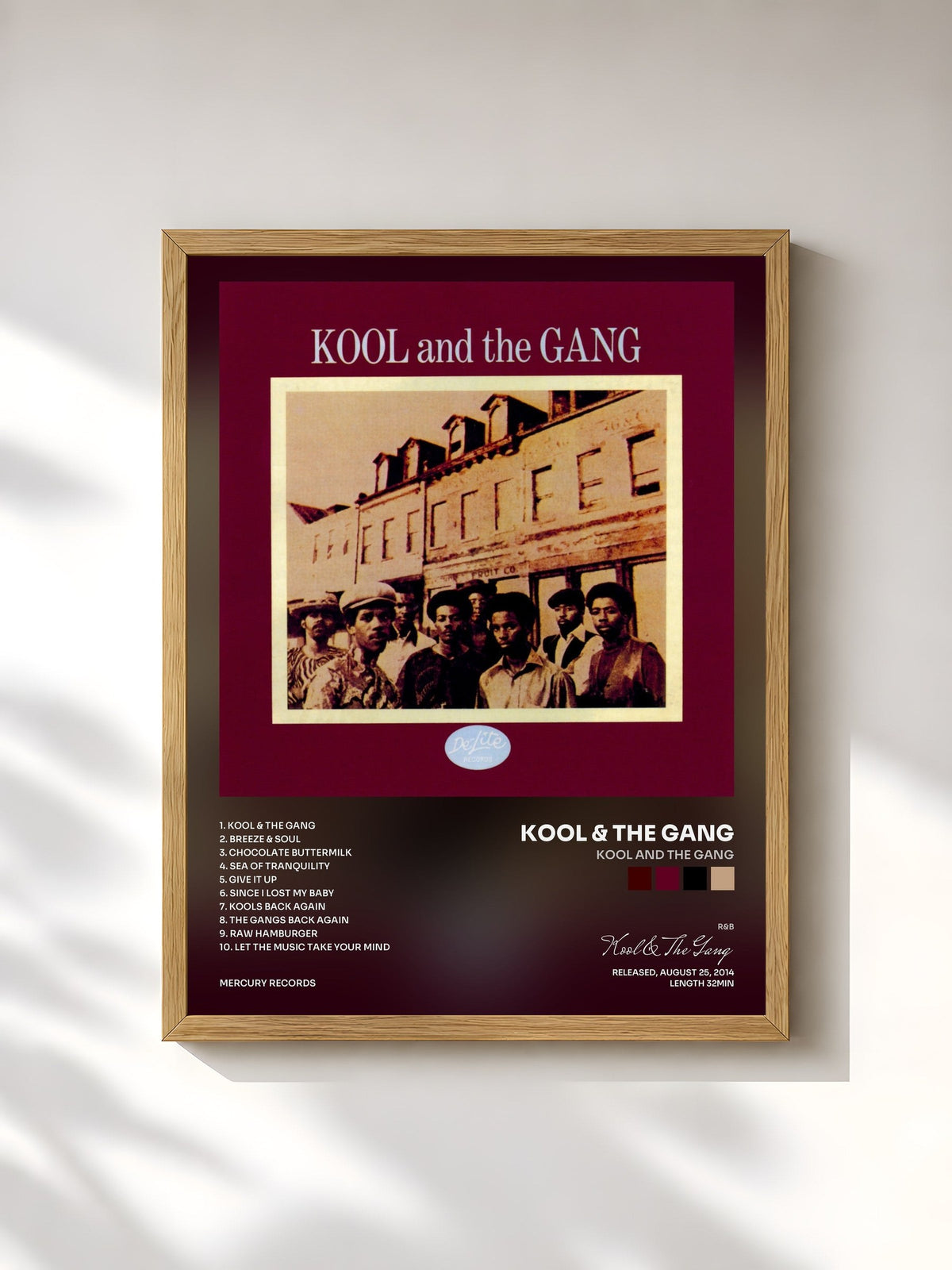 #bois Tableau de l'album Kool And The Gang de Kool & The Gang, cadre en bois brut, imprimé et encadré en France